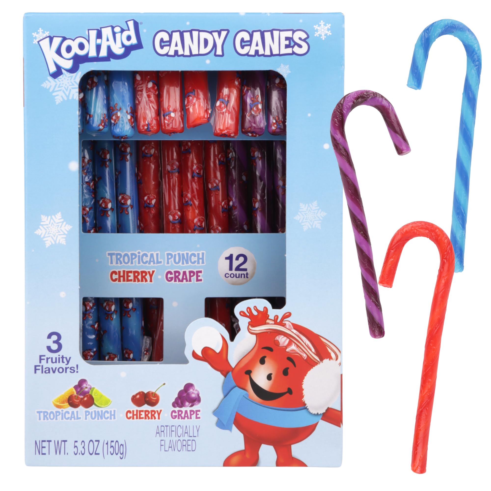 Kool-Aid Candy Canes - 12 Count (5.53 oz) Holiday Christmas Stocking Stuffers & Party Favors for Kids & Adults