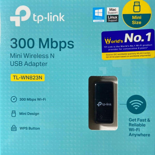 TP-Link TL-WN823N 300Mbps Mini Wireless USB WiFi Adapter for PC Laptop - Compact Design, WiFi Sharing Mode, Easy Setup, Compatible with Windows XP/7/8/10 & Mac OS X 10.7-10.10 - Ideal for Home Office, Gaming & Streaming