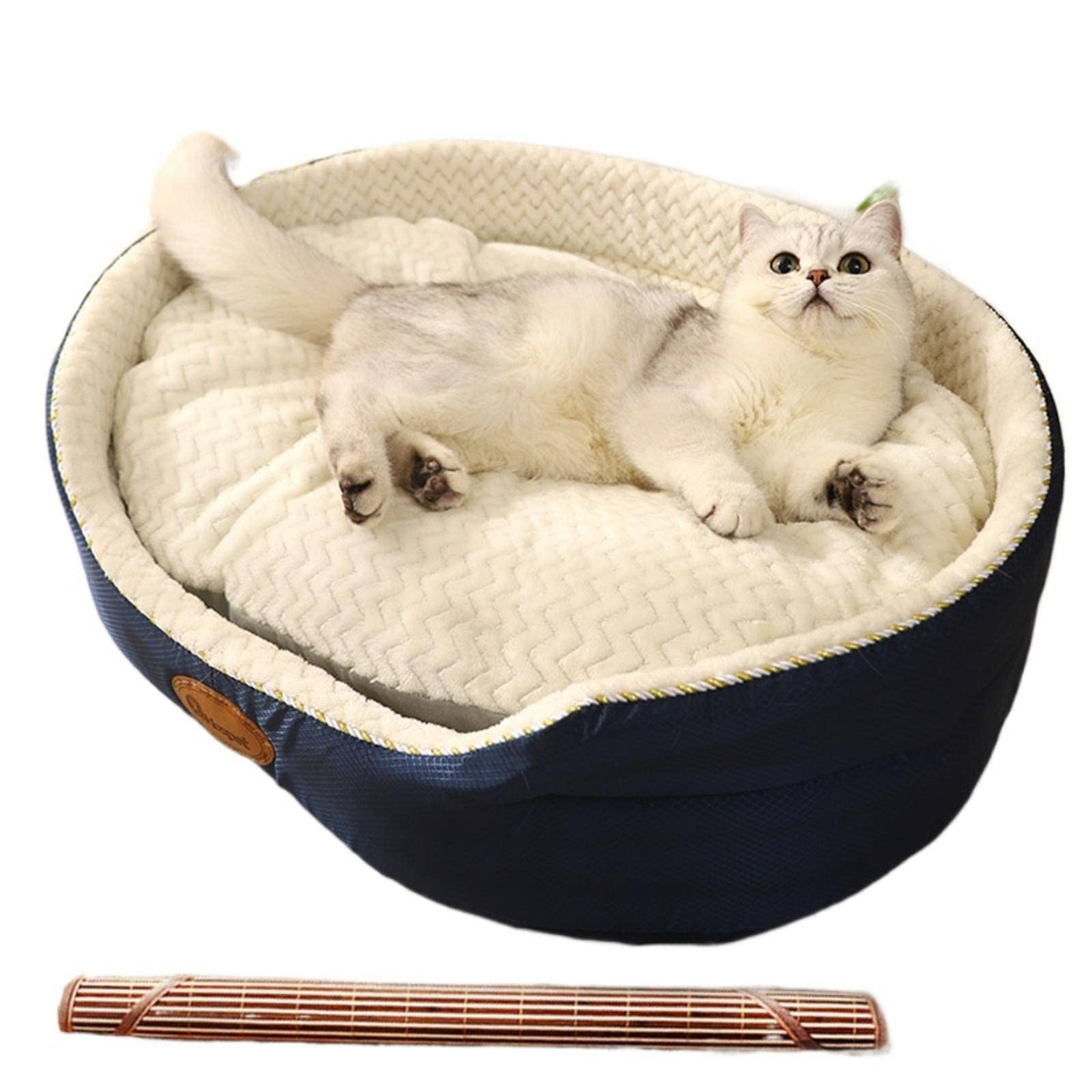 4 Seasons Universal Cat Bed - Semi-Enclosed Pet Kennel with Cooling Mat for Summer | Cozy Sleeping Nest for Cats | Perfect for Home, Office & Travel Use