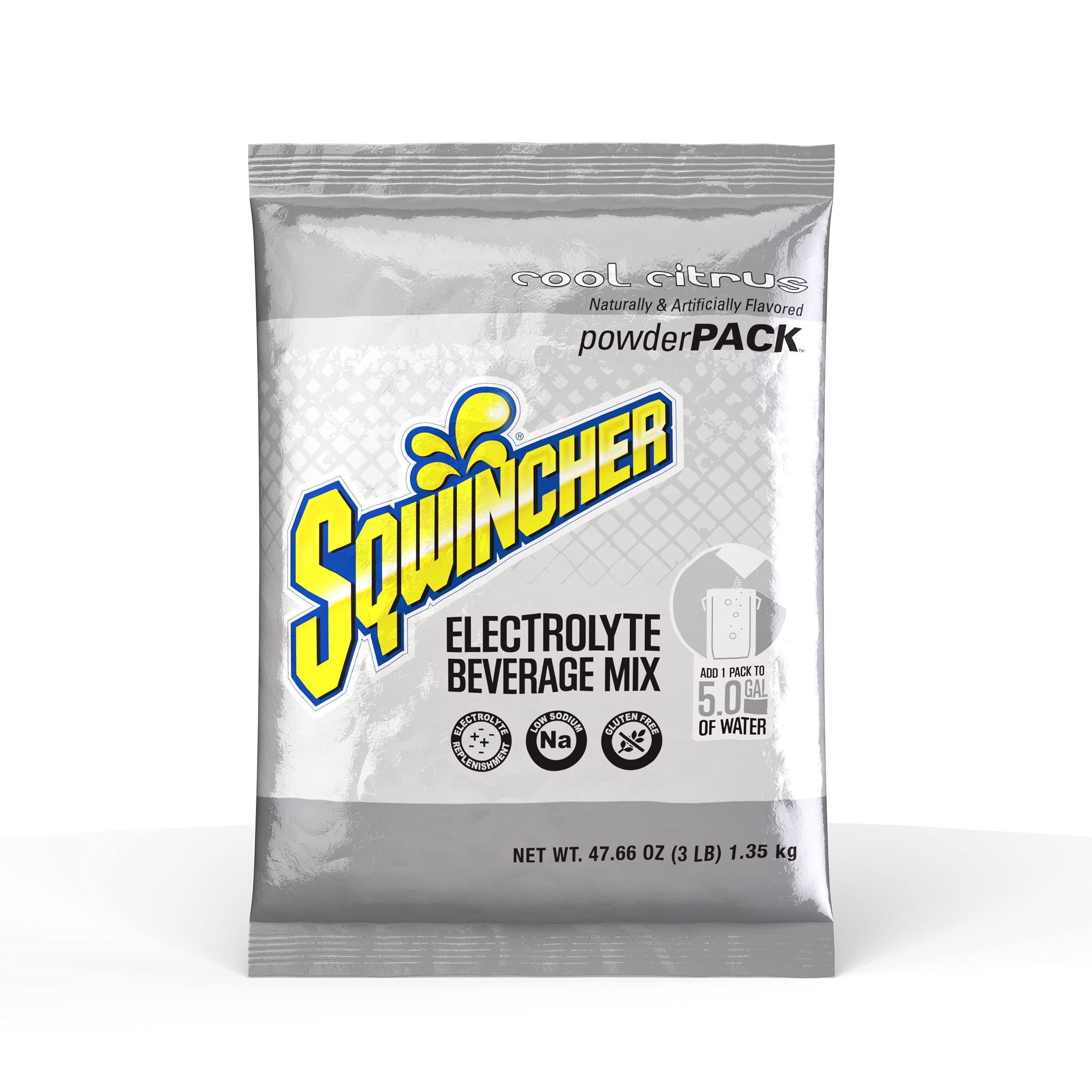 Sqwincher Electrolyte Powder Pack - Cool Citrus Flavor, 47.66 oz (Pack of 16) | Fast Hydration for Athletes, Outdoor Activities & Workouts