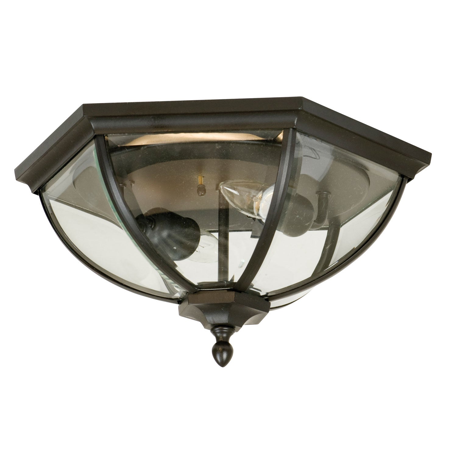 Britannia Two Light Flushmount Ceiling Light in Oiled Bronze - Waterproof Outdoor Lighting for Patio, Porch & Garden