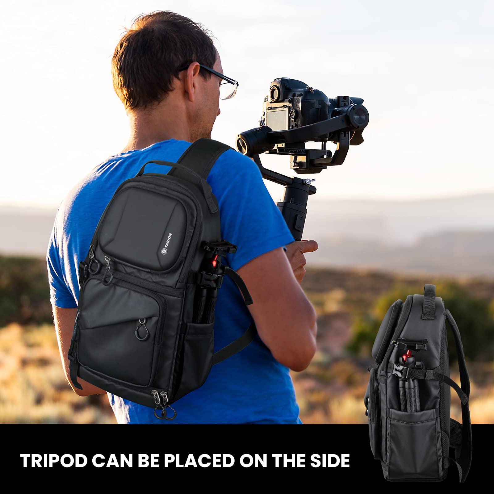 TARION TR-S Waterproof Camera Shoulder Bag - Travel Photography Backpack with Rain Cover for DSLR & Mirrorless Cameras - Perfect for Outdoor Adventures, Hiking & Travel Photography (Black, Classic)