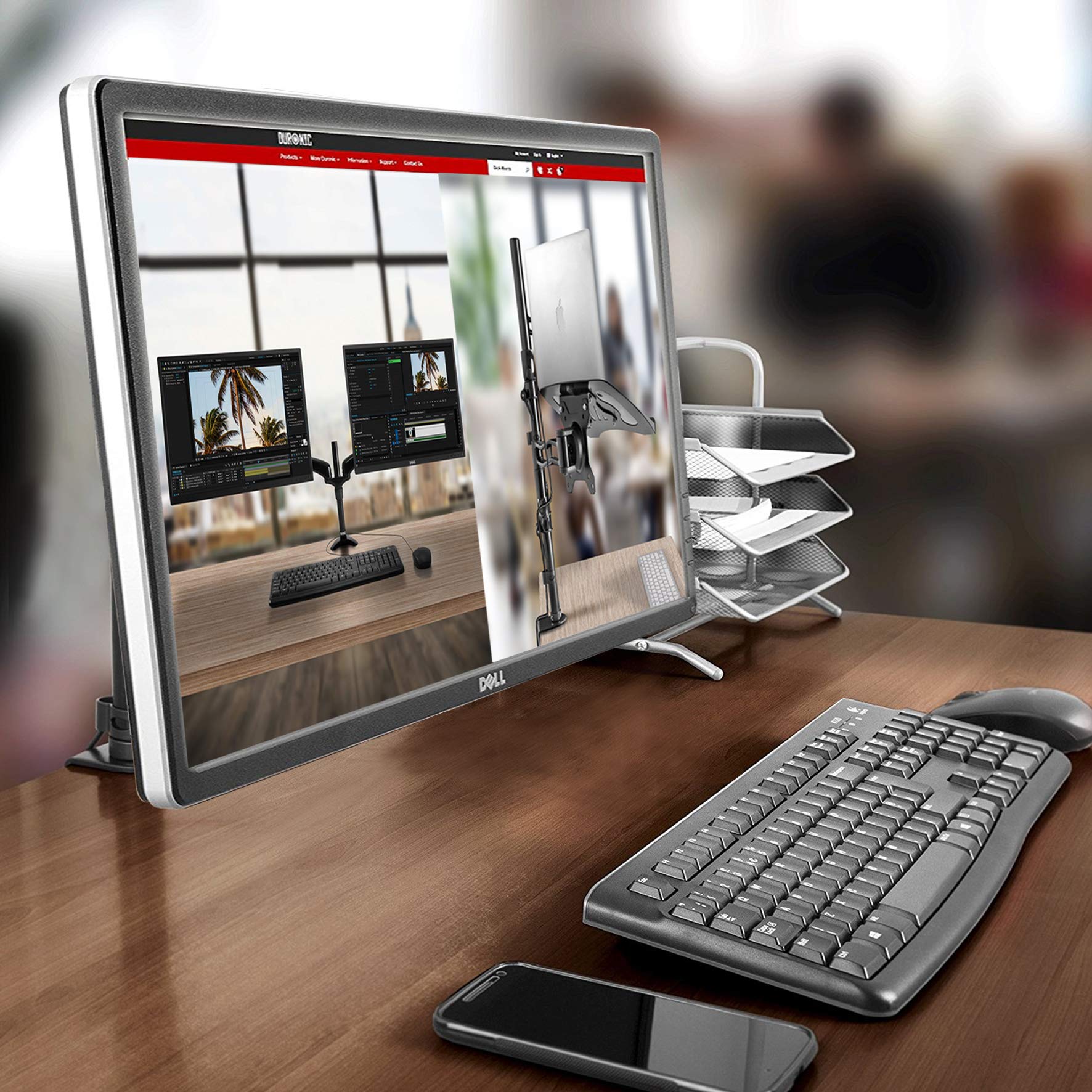Duronic DM451X1 Single Monitor Arm Stand - Aluminum Adjustable Desk Mount for 15-27