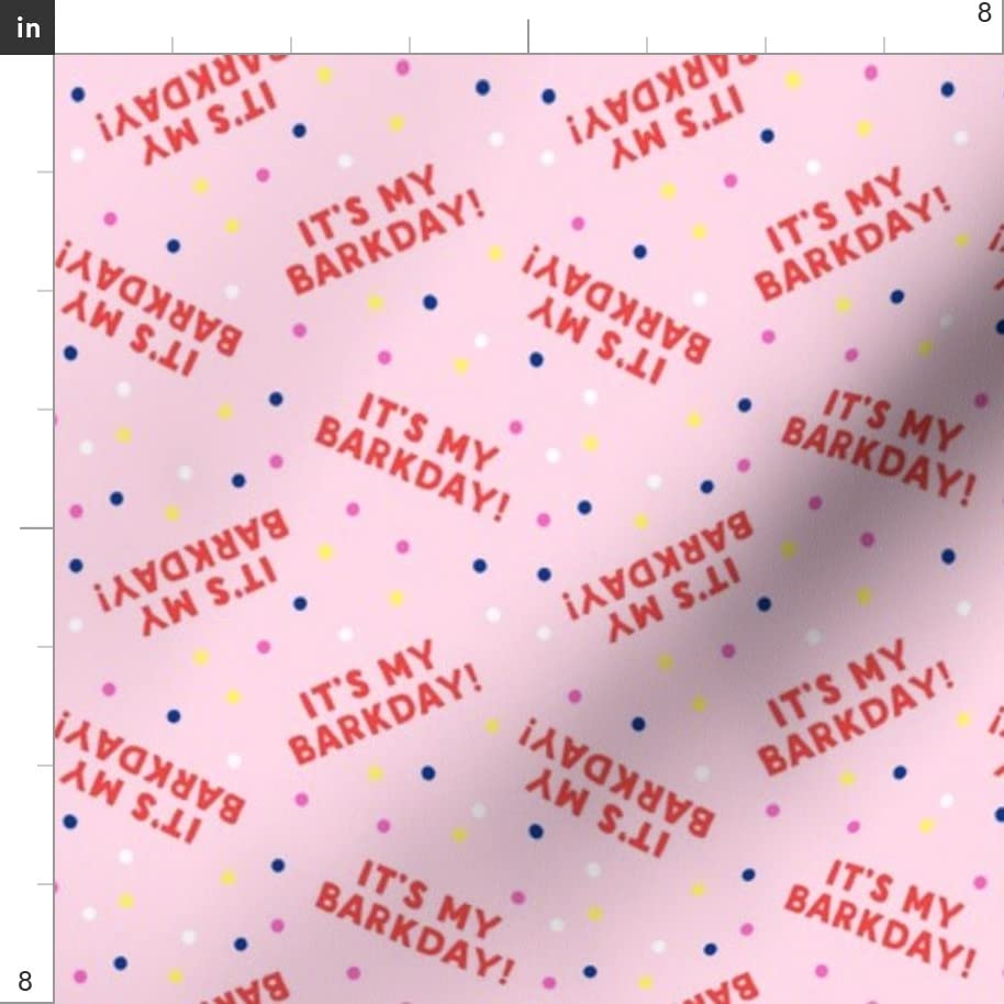 Small Scale Barkday Red Pink Dog Cute Confetti Birthday Printed Cotton Poplin Fabric - Fat Quarter for Sewing, Quilting, Dresses & Crafts | Perfect for DIY Pet Apparel, Home Decor & Gift Wrapping