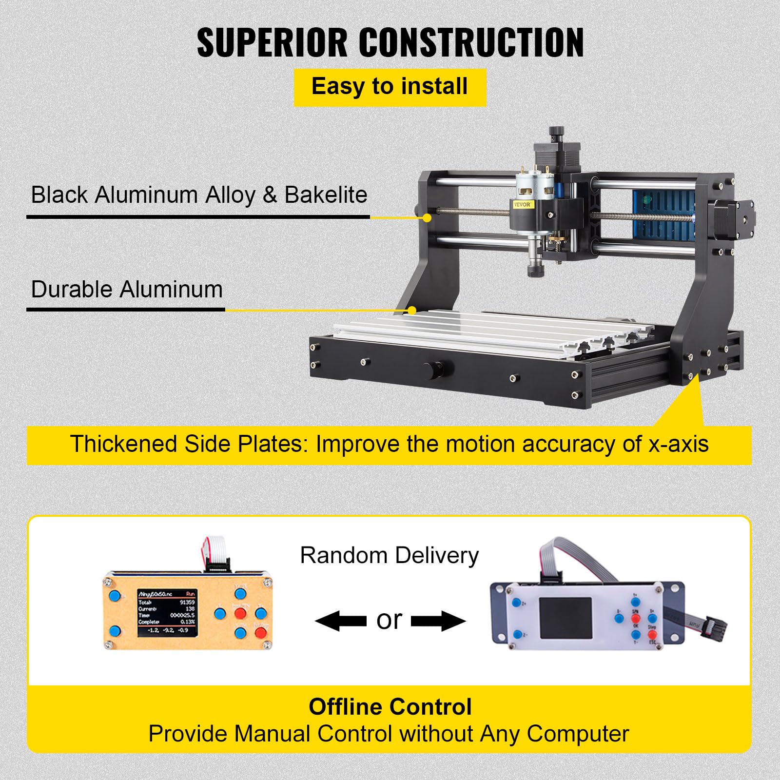 VEVOR CNC 3018-PRO Router Kit with GRBL Control - 3 Axis Engraving Machine for Wood, Acrylic, PCB & PVC - 300x180x45mm Working Area - Perfect for DIY Projects, Woodworking & Metal Engraving