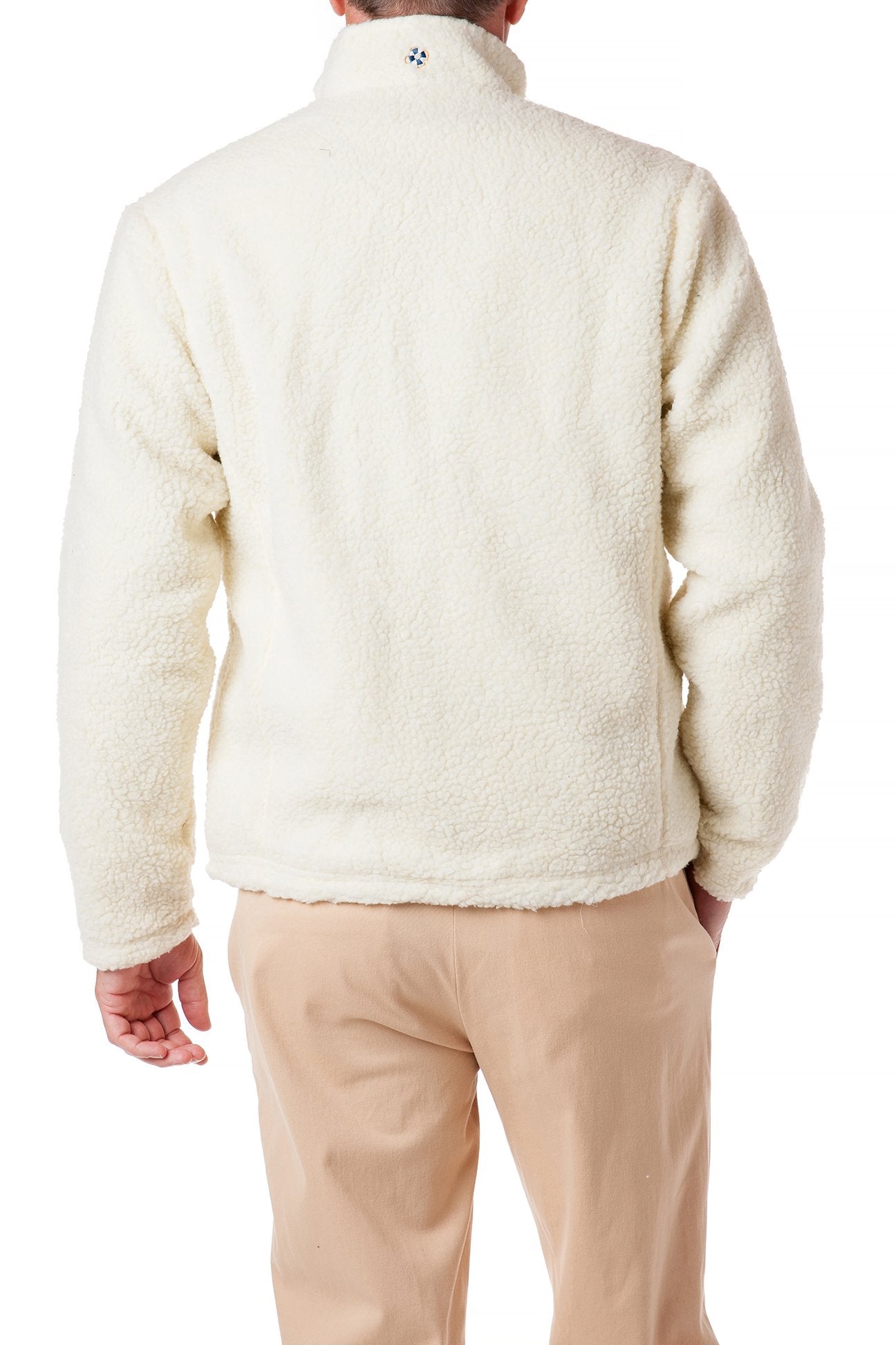 Cozy Sherpa Jacket for Women - Ivory Fleece Coat with Black Stewart Plaid Lining | Winter Warm Outerwear for Casual Outings & Outdoor Adventures