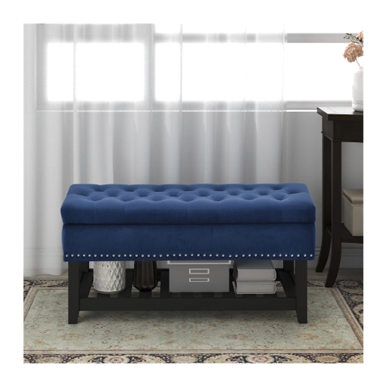 WEPL Shoe Storage Bench with U-Style Ottoman Design - Sturdy Rubber Wood Legs for Entryway, Hallway, or Bedroom Organization - Perfect for Small Spaces and Home Décor