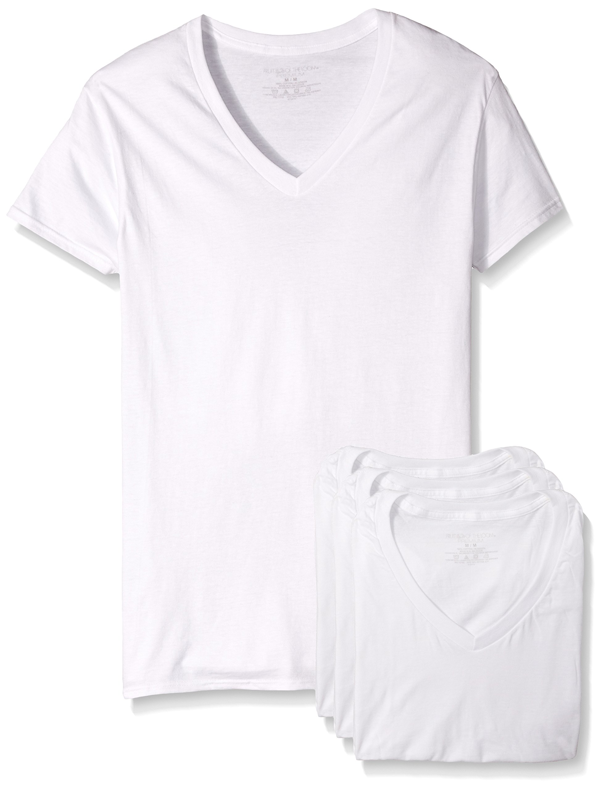 Fruit of the Loom Men's Premium Soft Cotton V-Neck T-Shirts 4-Pack - Comfortable Casual Wear for Everyday & Workout