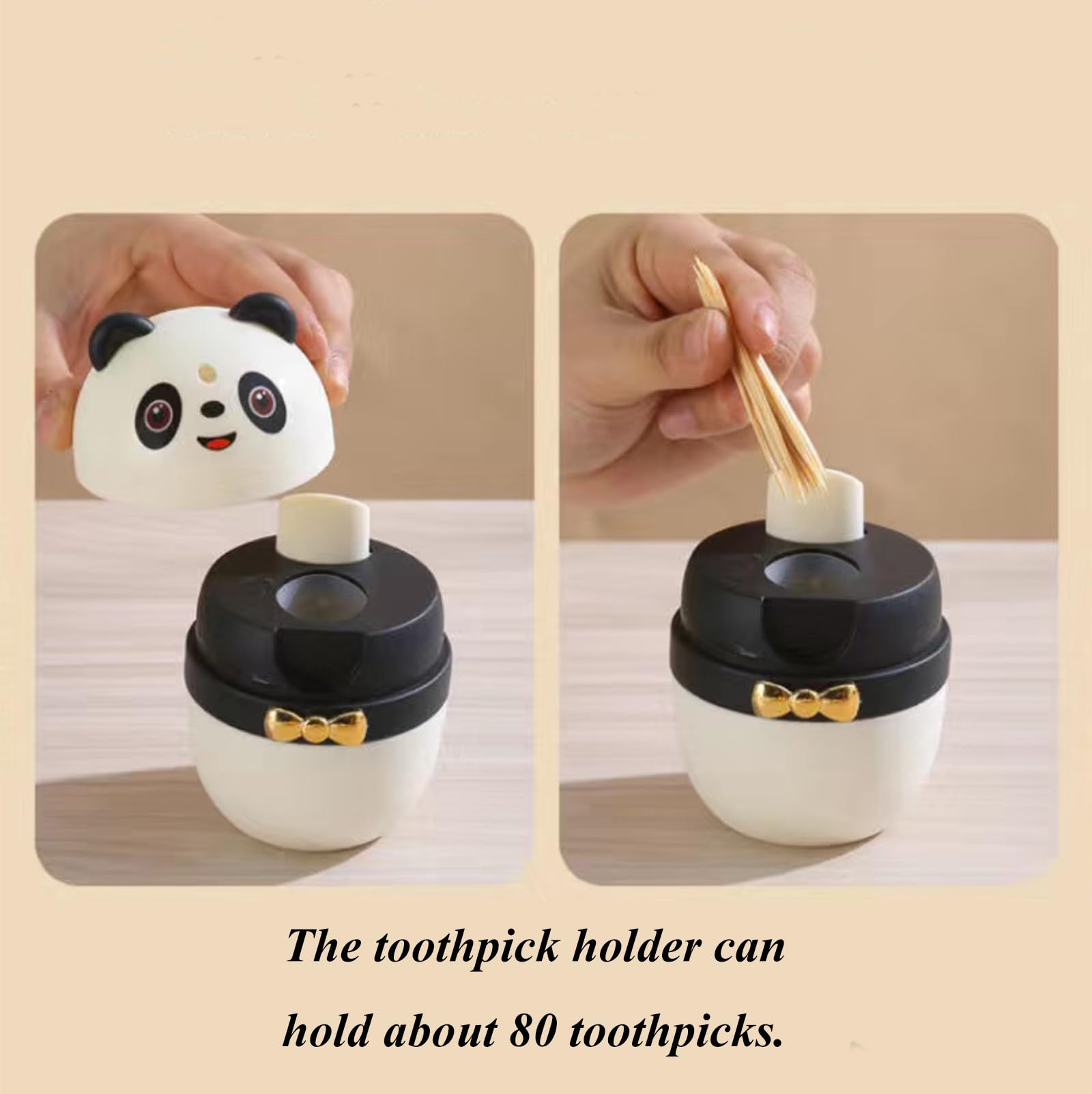 Automatic Cute Panda Toothpick Dispenser Holder - Thickened Novelty Toothpicks Container for Kitchen, Restaurant & Hotel Use - Sturdy Safe Portable Toothpick Storage Box - Perfect for Dining Tables, Parties, and Home Decor