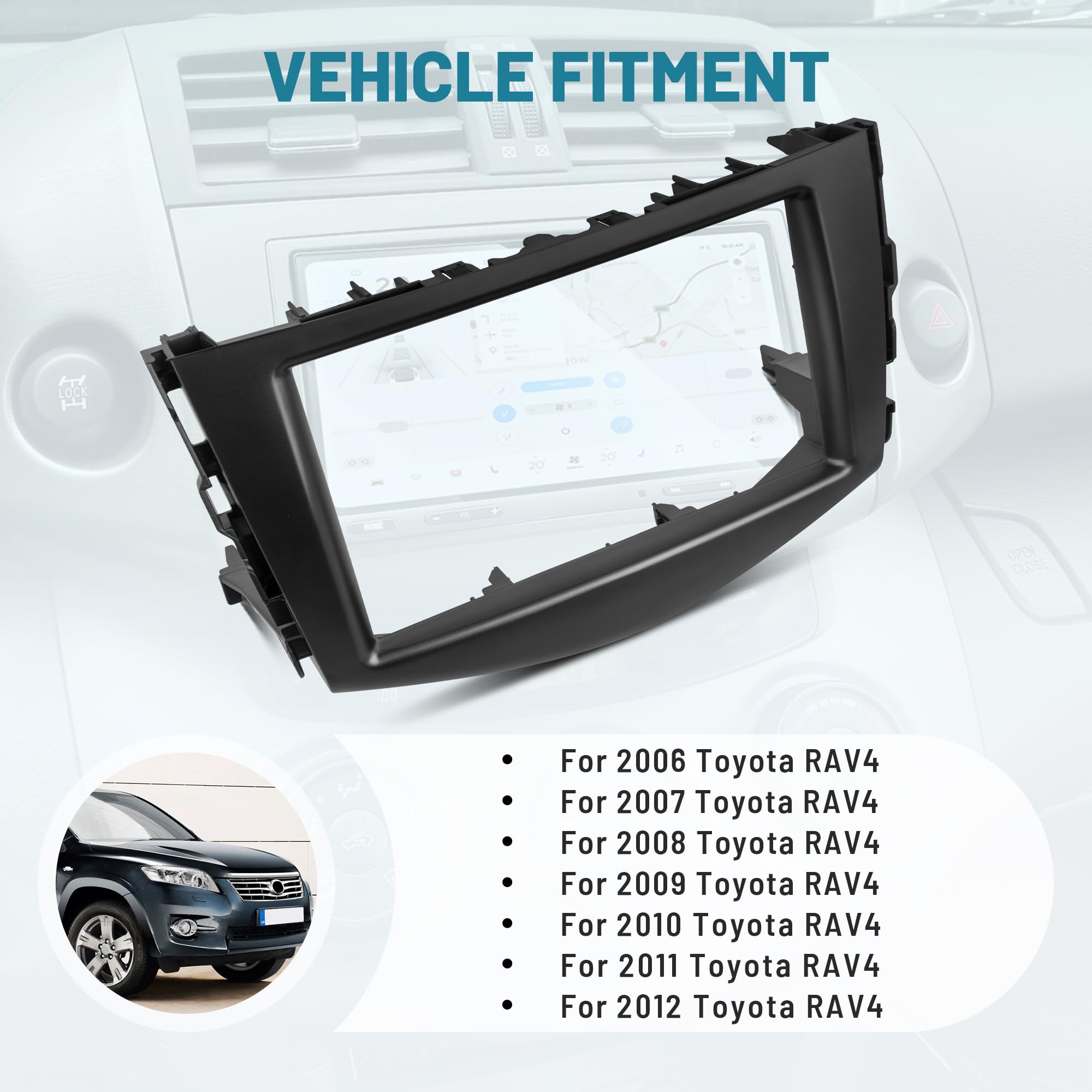 2006-2012 Toyota RAV4 Double DIN Radio Dash Kit - Universal Stereo Installation Mounting Bracket for Aftermarket Car Audio | Perfect for Upgrading Factory Head Unit to Touchscreen Navigation System