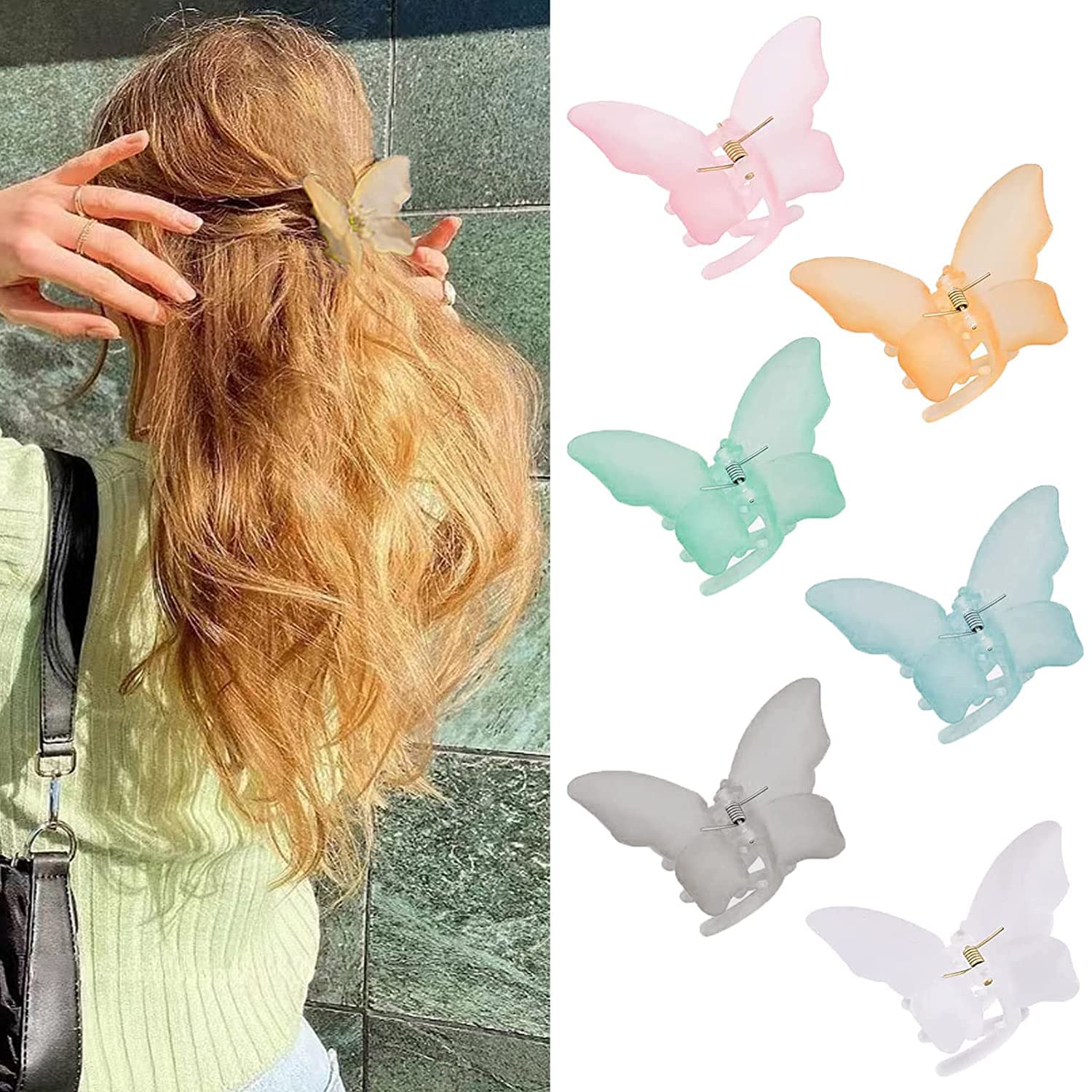 Bakefy Matte Butterfly Hair Clips for Women - No Slip Strong Hold Large Claw Clips for Thick Hair - Perfect for Updos, Ponytails & Everyday Hairstyles