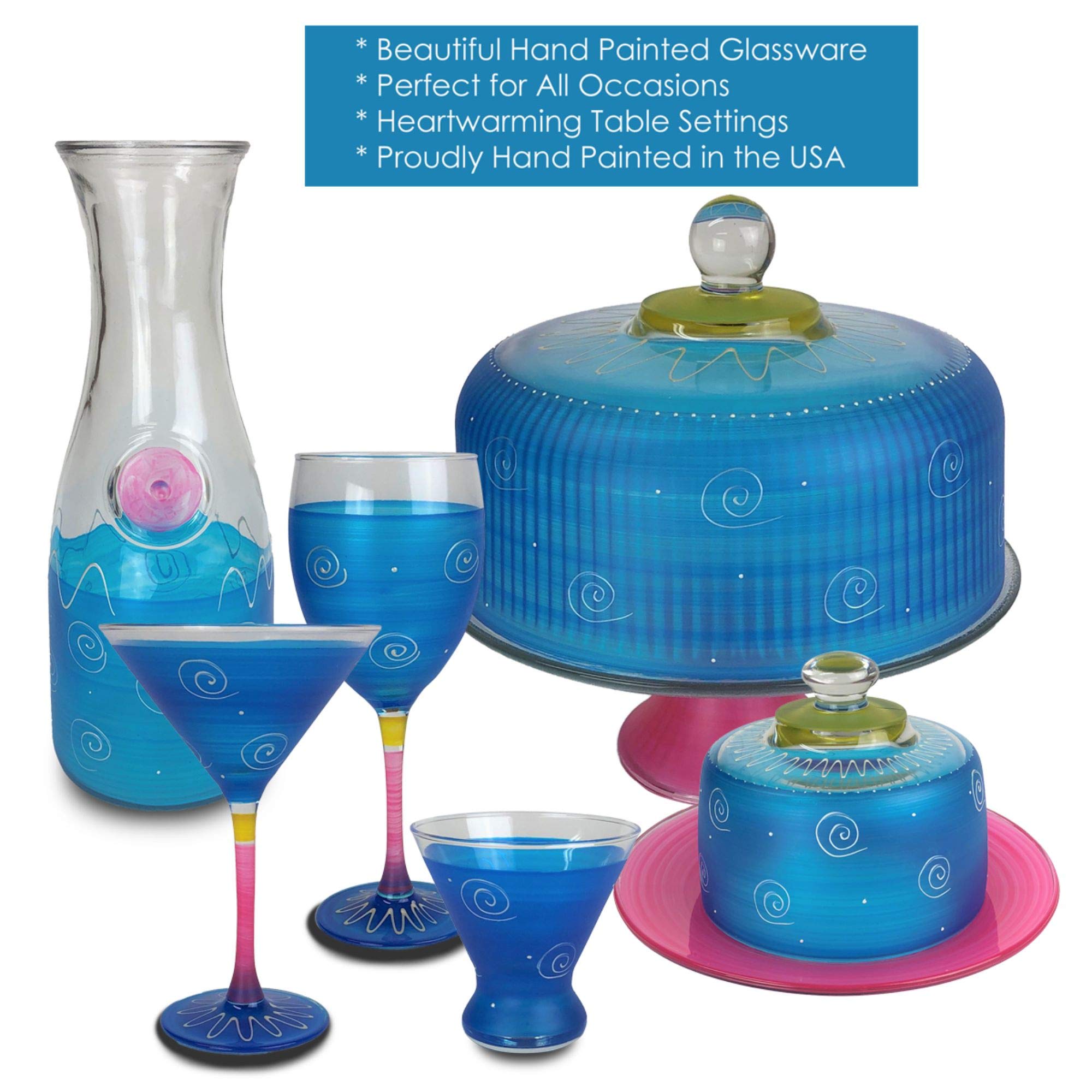 Set of 2 Hand-Painted Turquoise and White Champagne Glasses - 5.75 Oz Stemware for Wedding Toasts, Bridal Showers & Romantic Celebrations