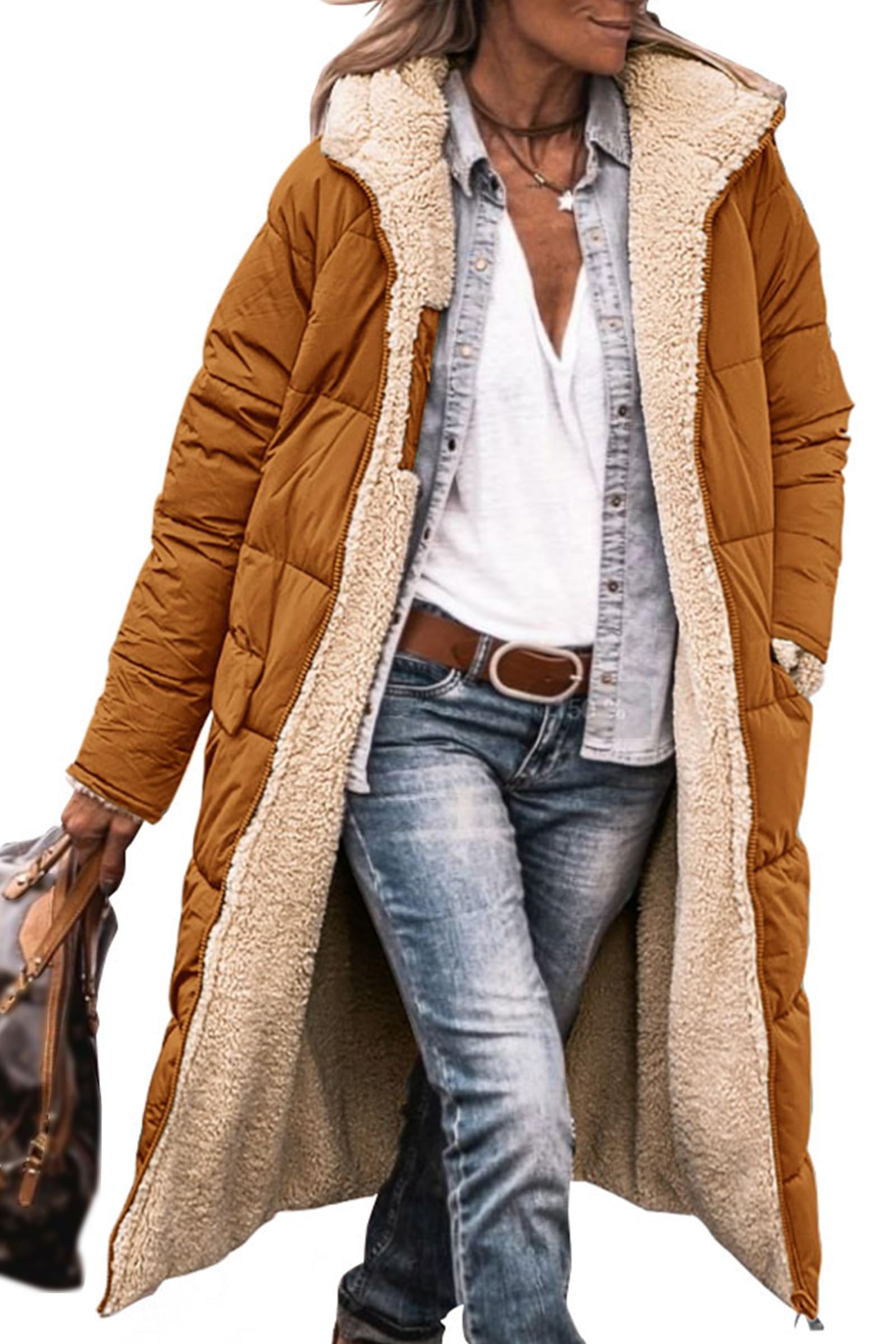 PRETTYGARDEN Women's Oversized Shearling Fleece Long Winter Coat Jacket 2025 - Warm Fashion Outerwear for Cold Weather, Street Style & Casual Outfits