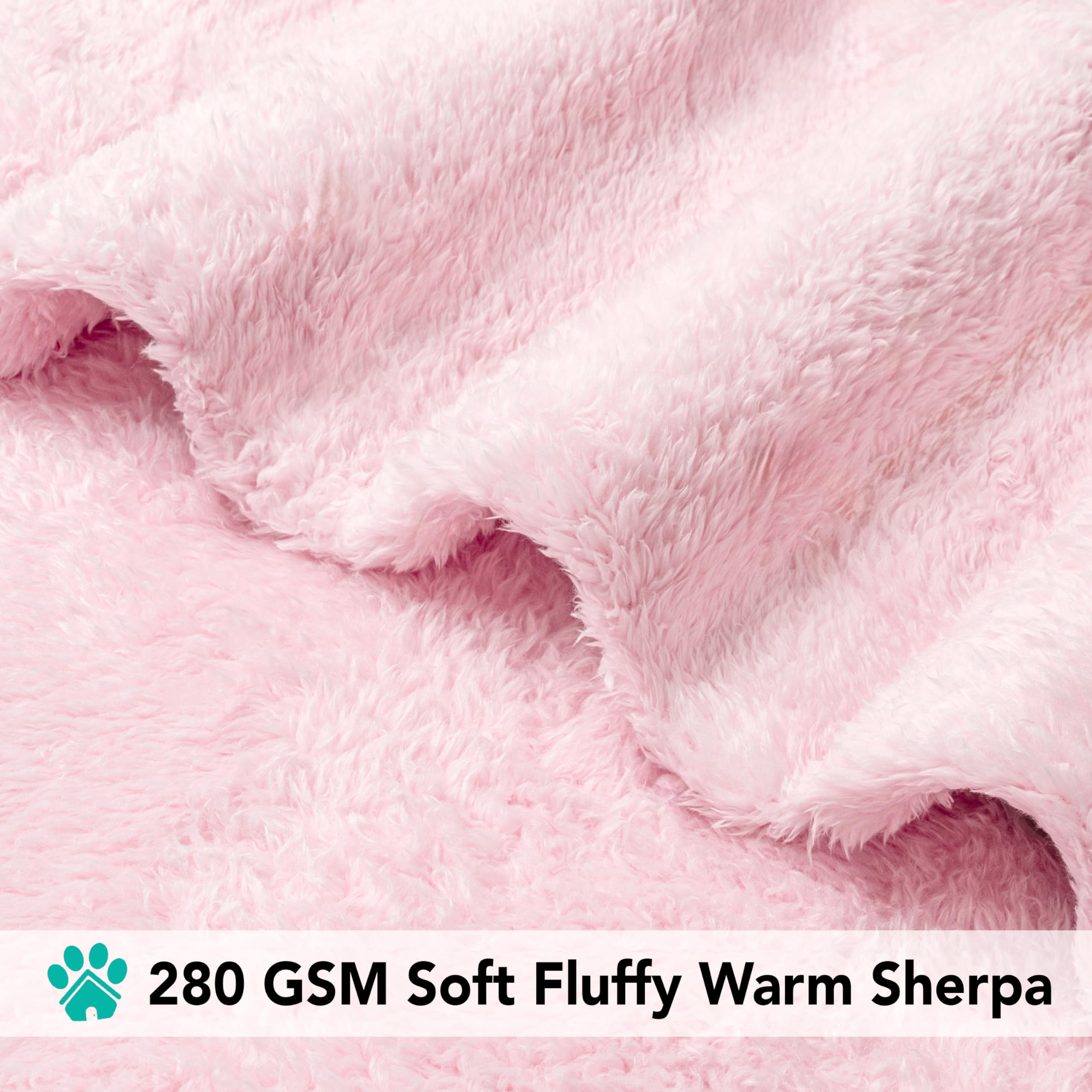 PetAmi Extra Large Dog Blanket 60x80 - Soft Fluffy Sherpa Fleece Pet Blanket for Large Dogs & Cats, Washable Calming Throw for Bed, Sofa & Couch Cover - Pink (Perfect for Winter Snuggles & Anxiety Relief)
