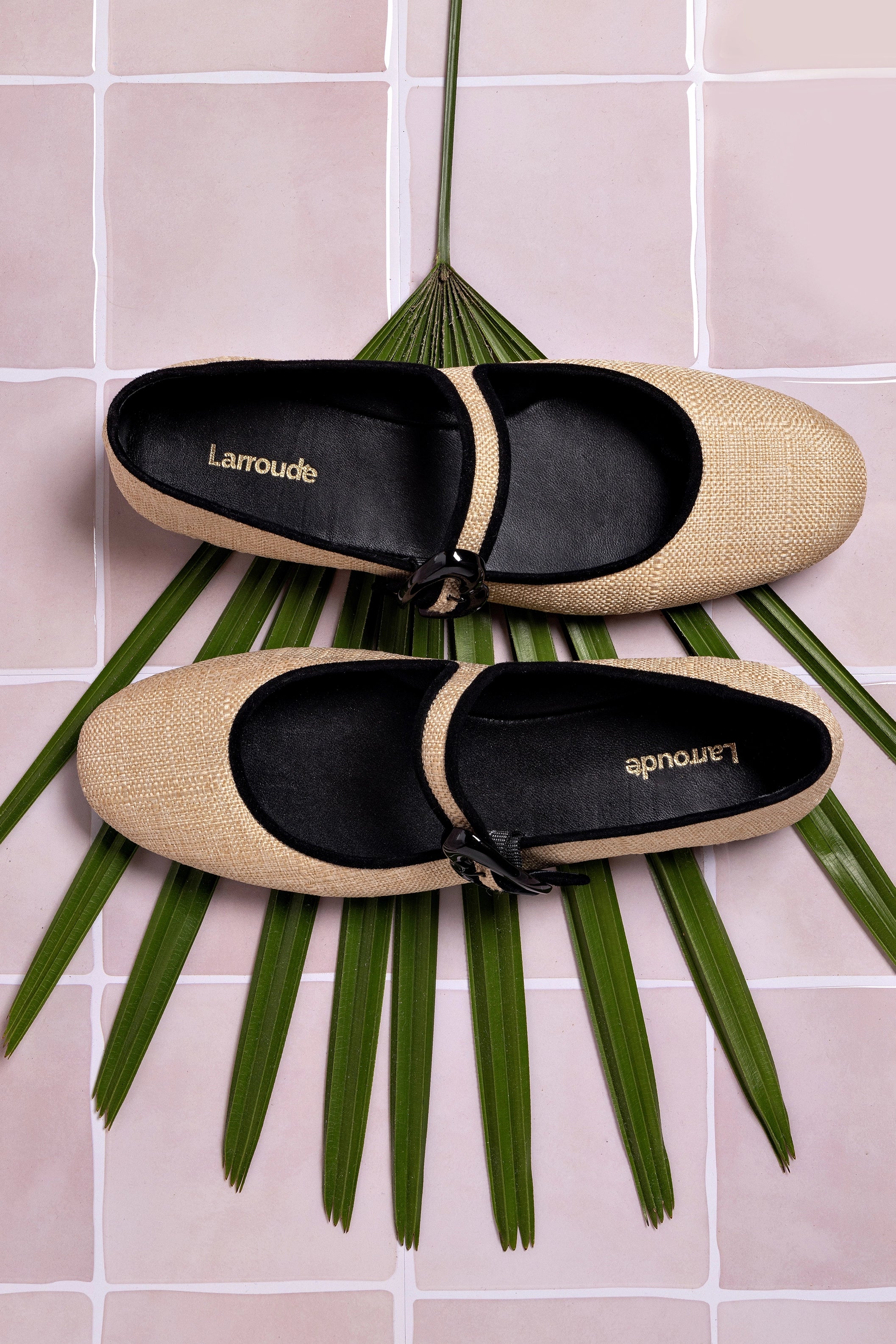 Verona Ballet Flats for Women - Comfortable Beige Raffia Shoes with Black Trimming | Perfect for Casual Wear, Office & Summer Outfits