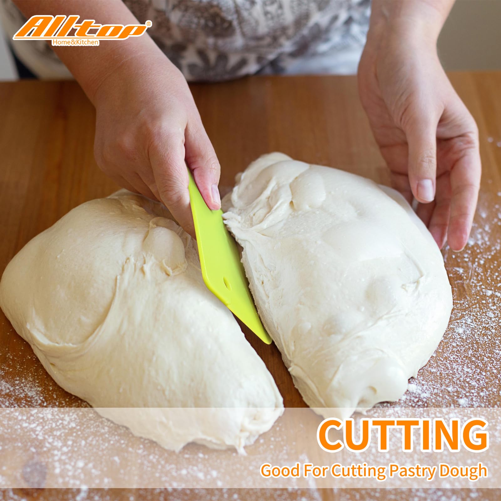 ALLTOP Hard Bench Scraper - Premium Dough Cutter & Bread Baking Tool for Home Bakers, Ergonomic Plastic Bowl Scraper for Kneading, Mixing & Cleaning - Perfect for Bread Making, Pastry Prep & Kitchen Organization