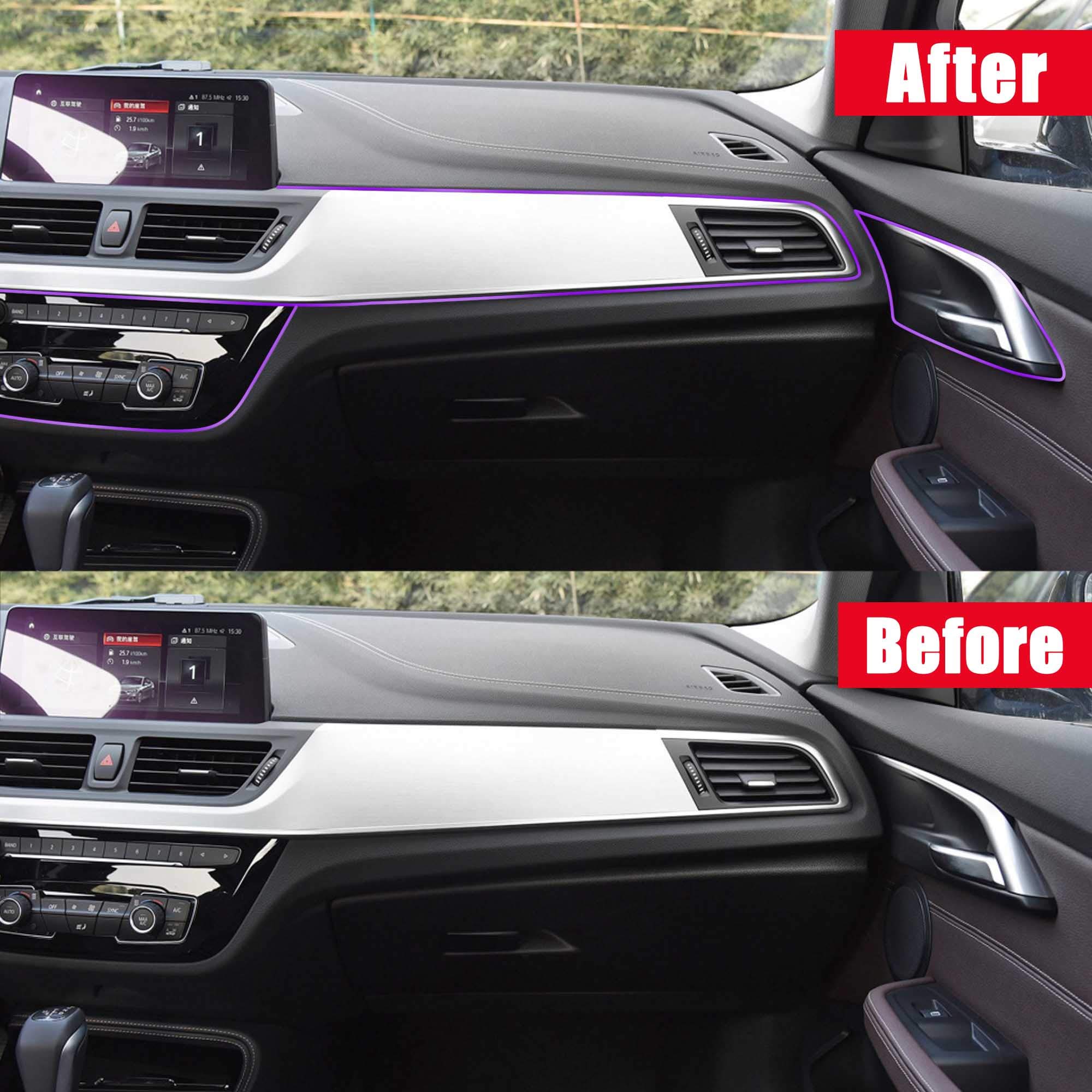 TOMALL Flexible Car Interior Moulding Strip - 5M(16ft) Electroplated Decorative Trim for Dashboard, Door Panels & Center Console - Easy Install with Included Tool - Perfect for Car Customization & Interior Styling (Purple)