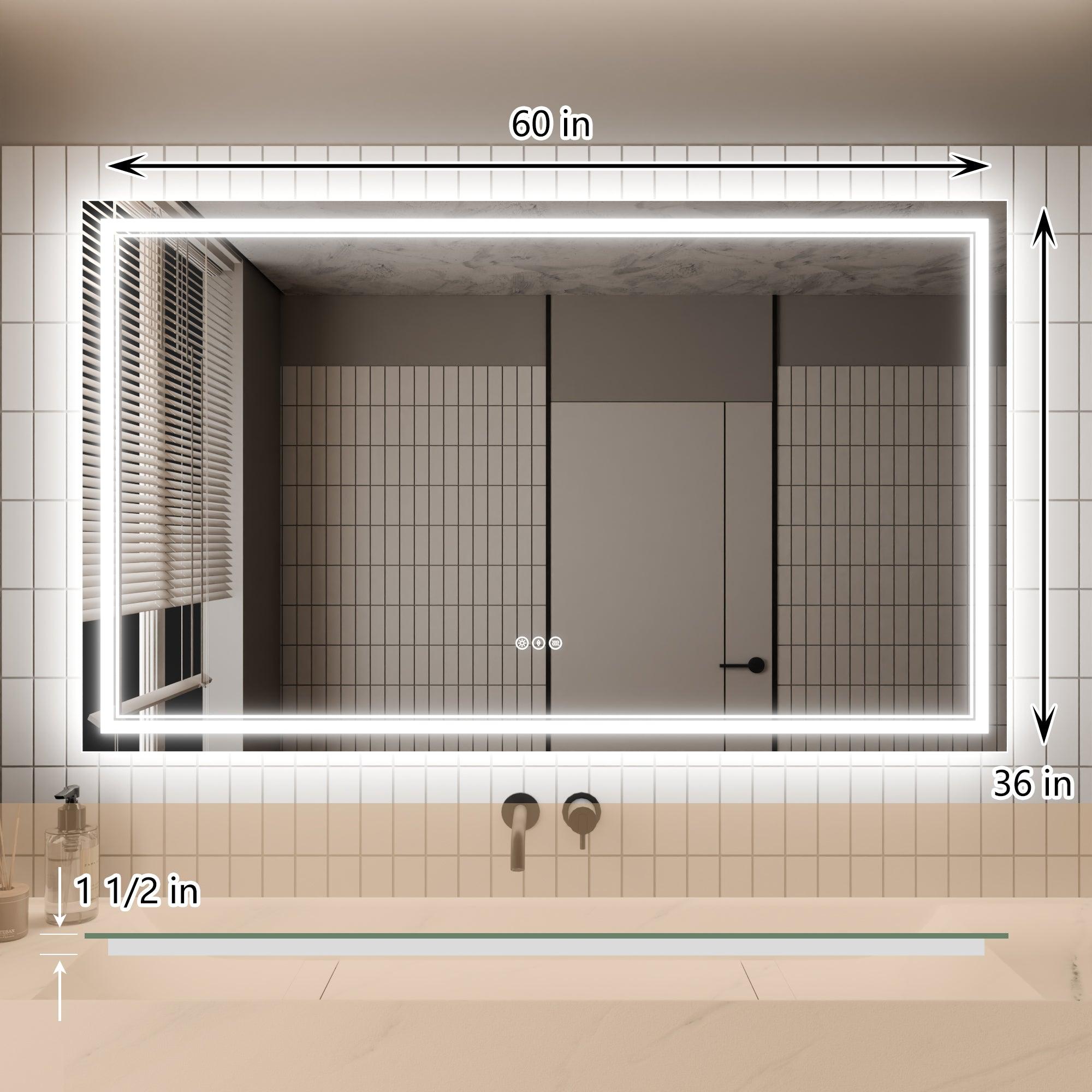 Anti-Fog LED Bathroom Mirror with Dimmable Backlit & Touch Switch - GlareGuard Illuminated Vanity Mirror for Makeup, Shaving & Home Decor