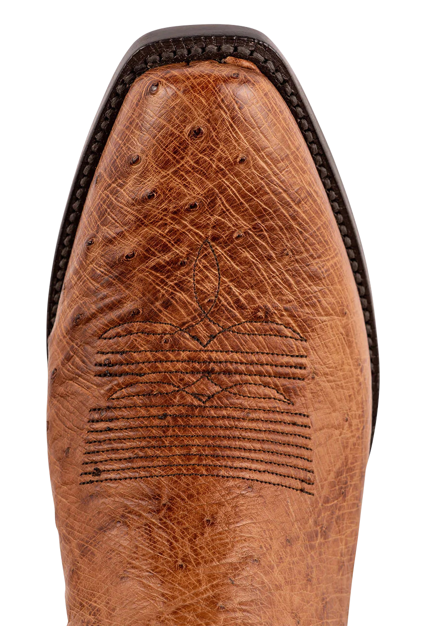 Premium Black Jack Smooth Ostrich Cowboy Boots in Burnished Cigar - Handcrafted Western Boots for Men, Country Music Festivals & Rodeo Events