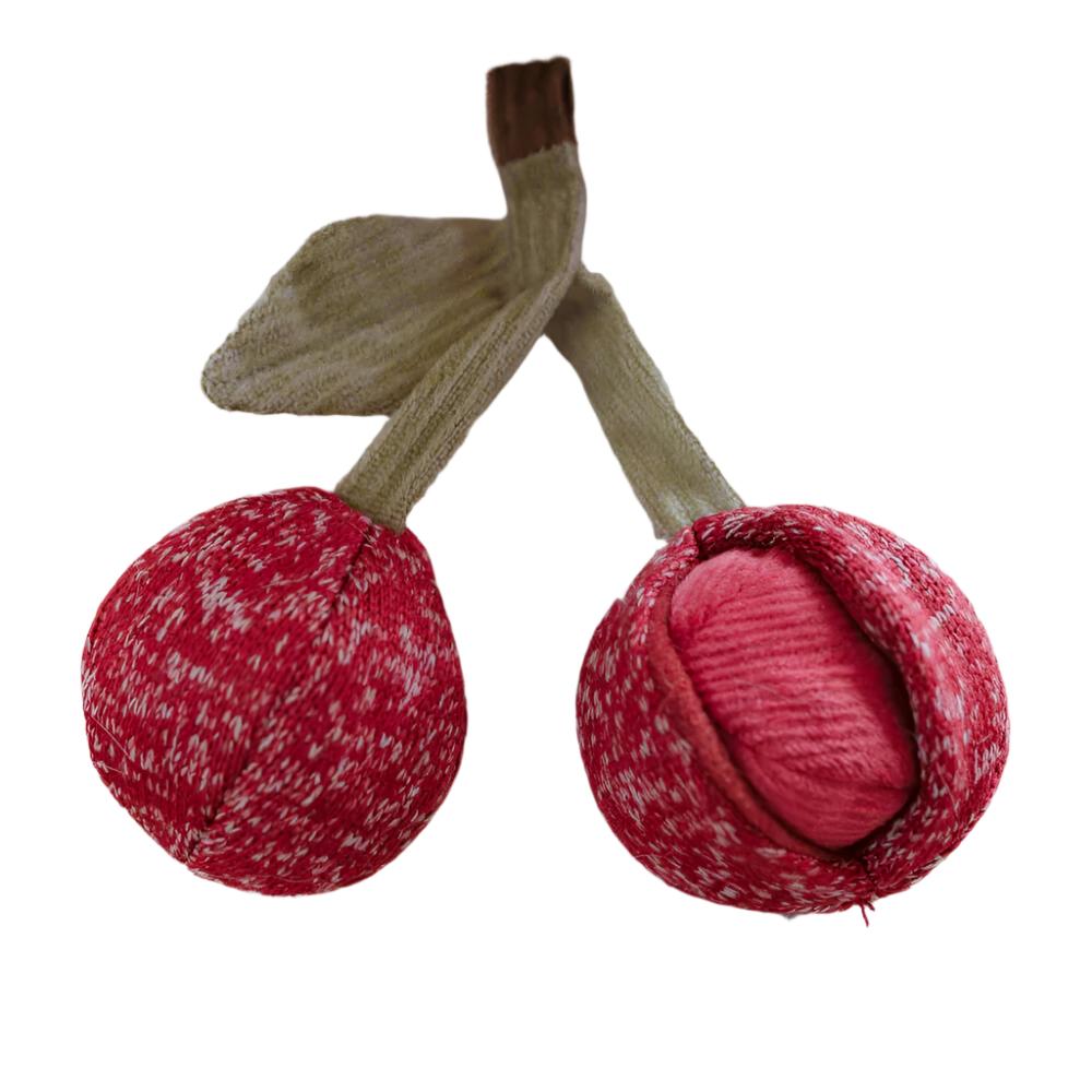 2 Pack Cherry Pop Dog Chew Toys - Durable Interactive Pet Chew for Puppies & Adult Dogs - Fun Squeaky Chewing Toy for Indoor & Outdoor Play