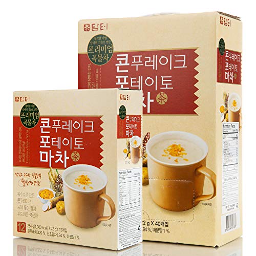 Organic Korean Corn Flake Potato Yam Tea - Healthy Breakfast Meal Replacement (40+12 Sticks, 2 Boxes) | Vegan Snack, Energy Boost, Weight Management for Busy Professionals & Students