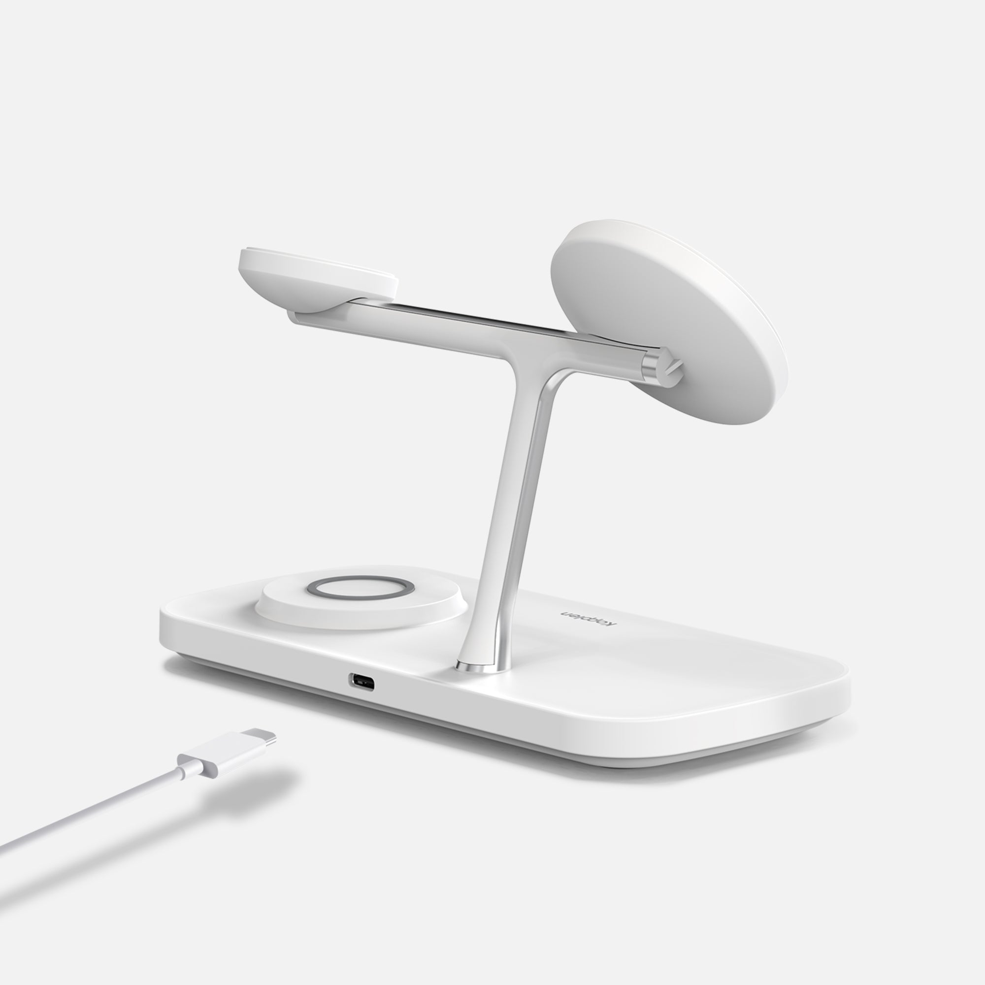 3 in 1 Wireless Charging Stand for iPhone, Apple Watch & AirPods | Fast Qi-Certified Charger Station | Perfect for Nightstand, Office Desk & Travel