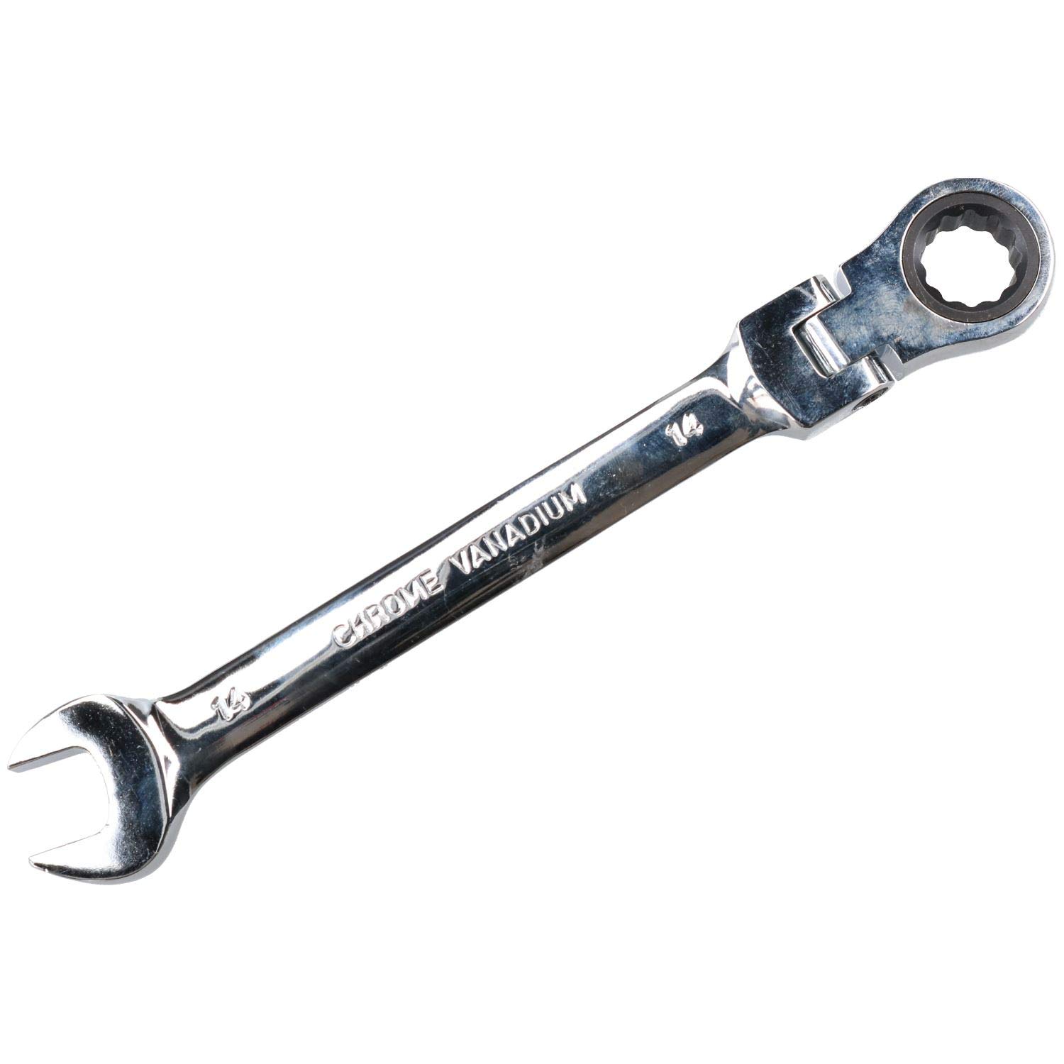 14mm Metric Flexible Head Ratchet Combination Spanner Wrench - 72 Teeth for Automotive Repair, Plumbing & DIY Projects