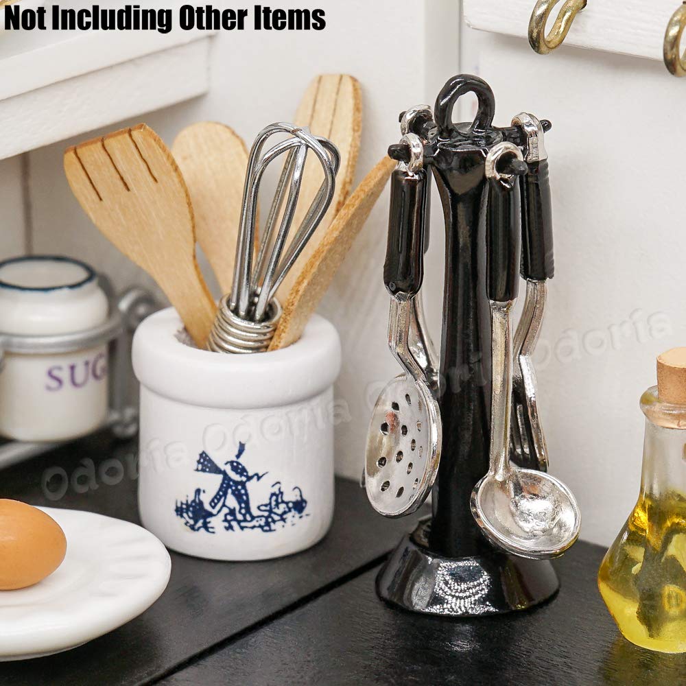 Odoria 1/12 Scale Miniature Kitchen Utensils Set - Black Dollhouse Accessories for Realistic Miniature Cooking & Home Decor Scenes