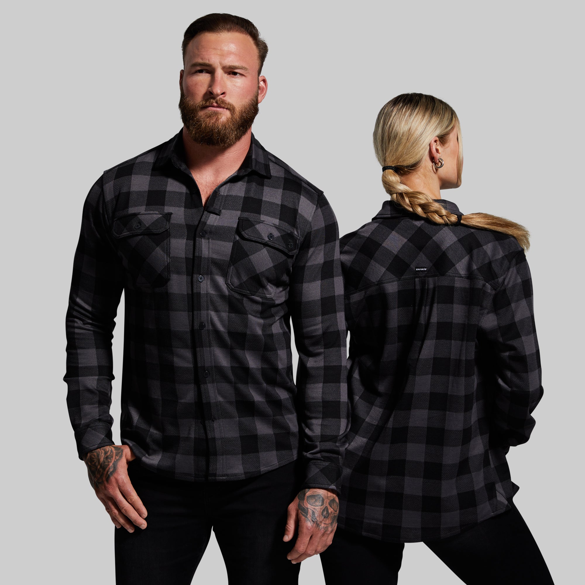 Woodsman Stretch Flannel Shirt for Men - Comfortable & Durable Smoke Gray Plaid - Perfect for Outdoor Adventures & Casual Wear