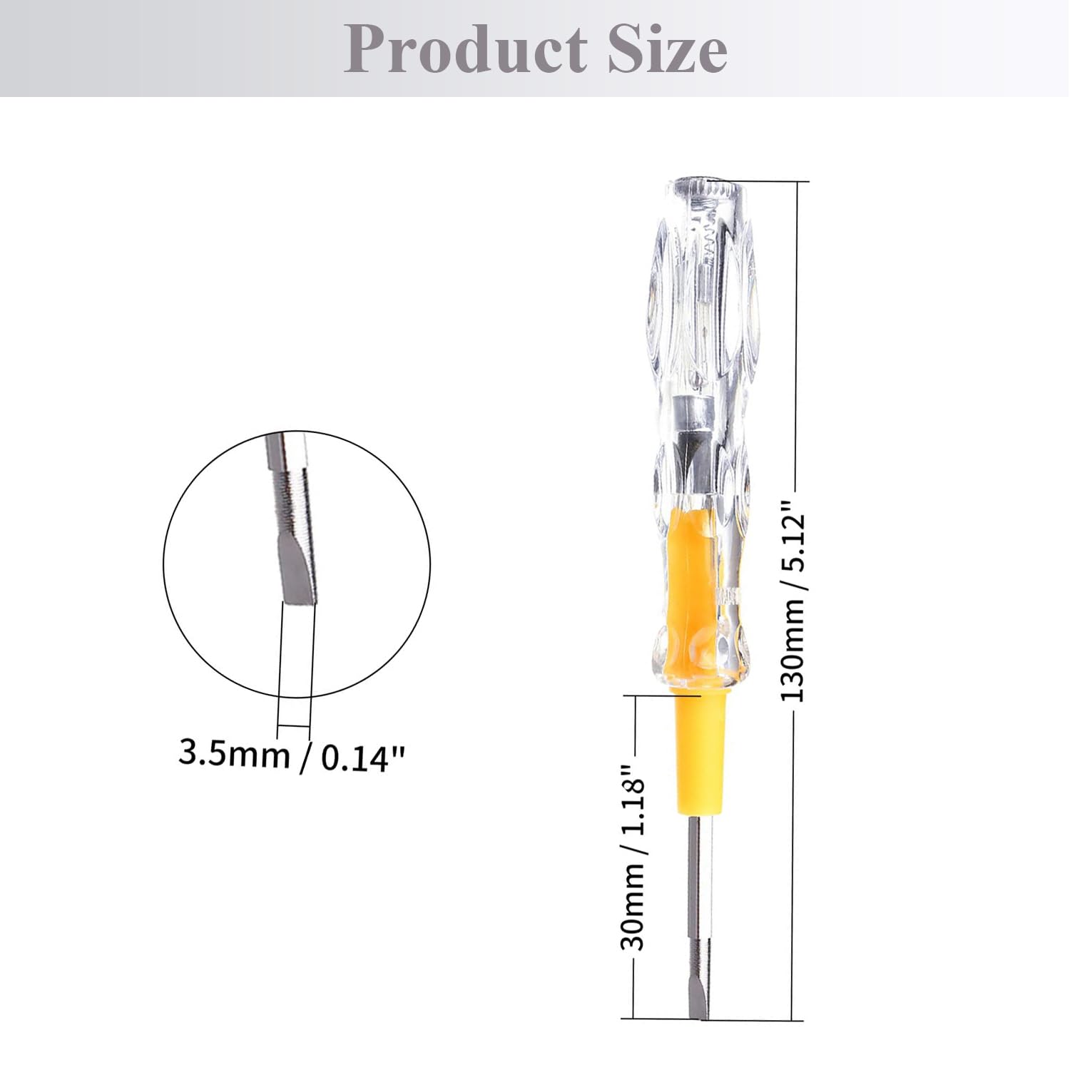 Fielect Voltage Tester Pen - Dual Head 3.5mm Screwdriver & AC 100-500V Circuit Tester - Non-Contact Electrical Tester for Home, Office & Industrial Use