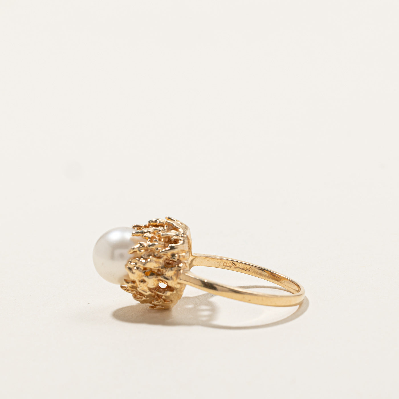 Textured Pearl Ring for Women - Size 5.75 - Elegant Handmade Jewelry for Wedding, Anniversary & Special Occasions