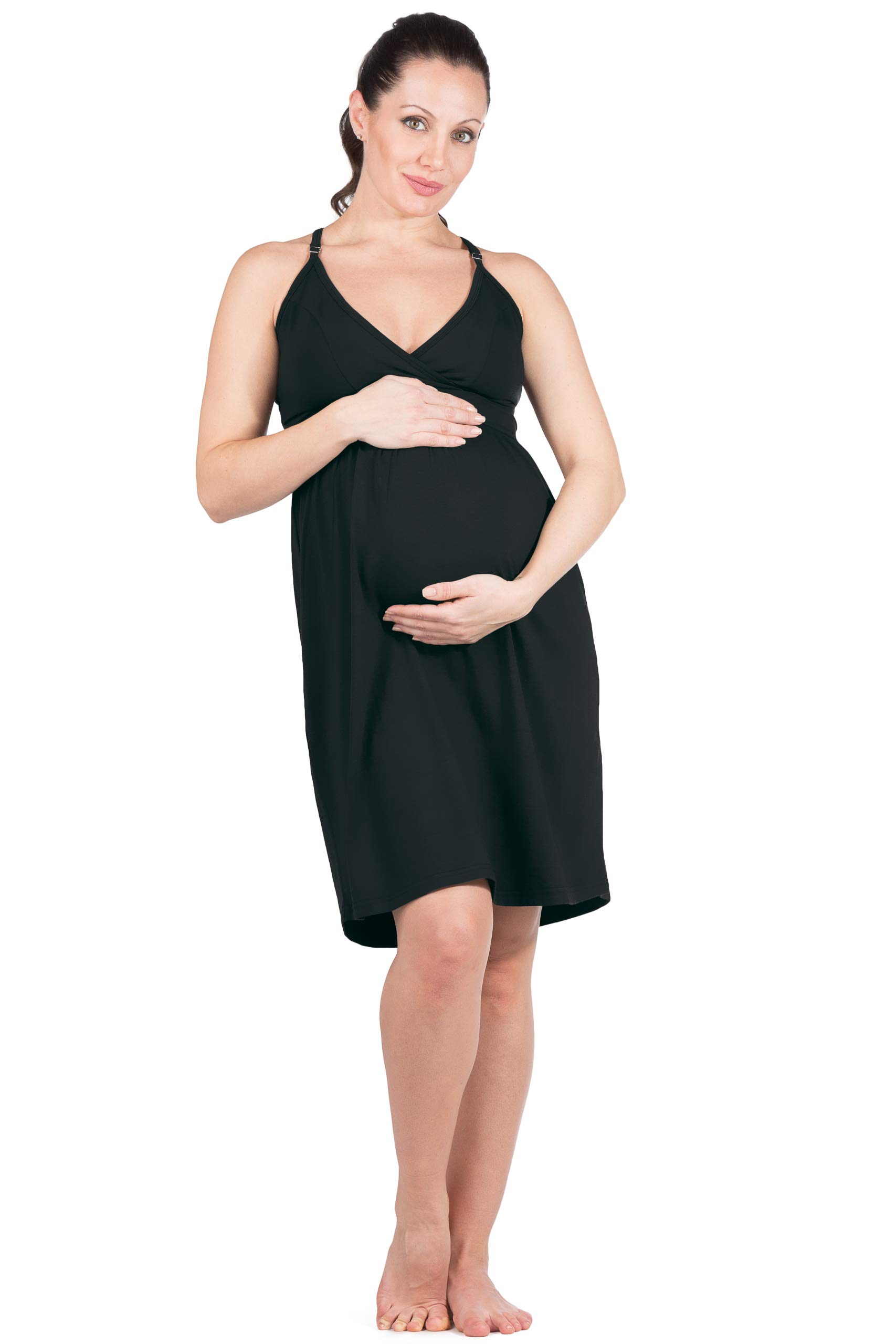 Fishers Finery Women's Eco-Friendly Wireless Maternity Nursing Nightgown - Soft Sleeveless Breastfeeding Gown for Comfortable Sleep & Postpartum Care