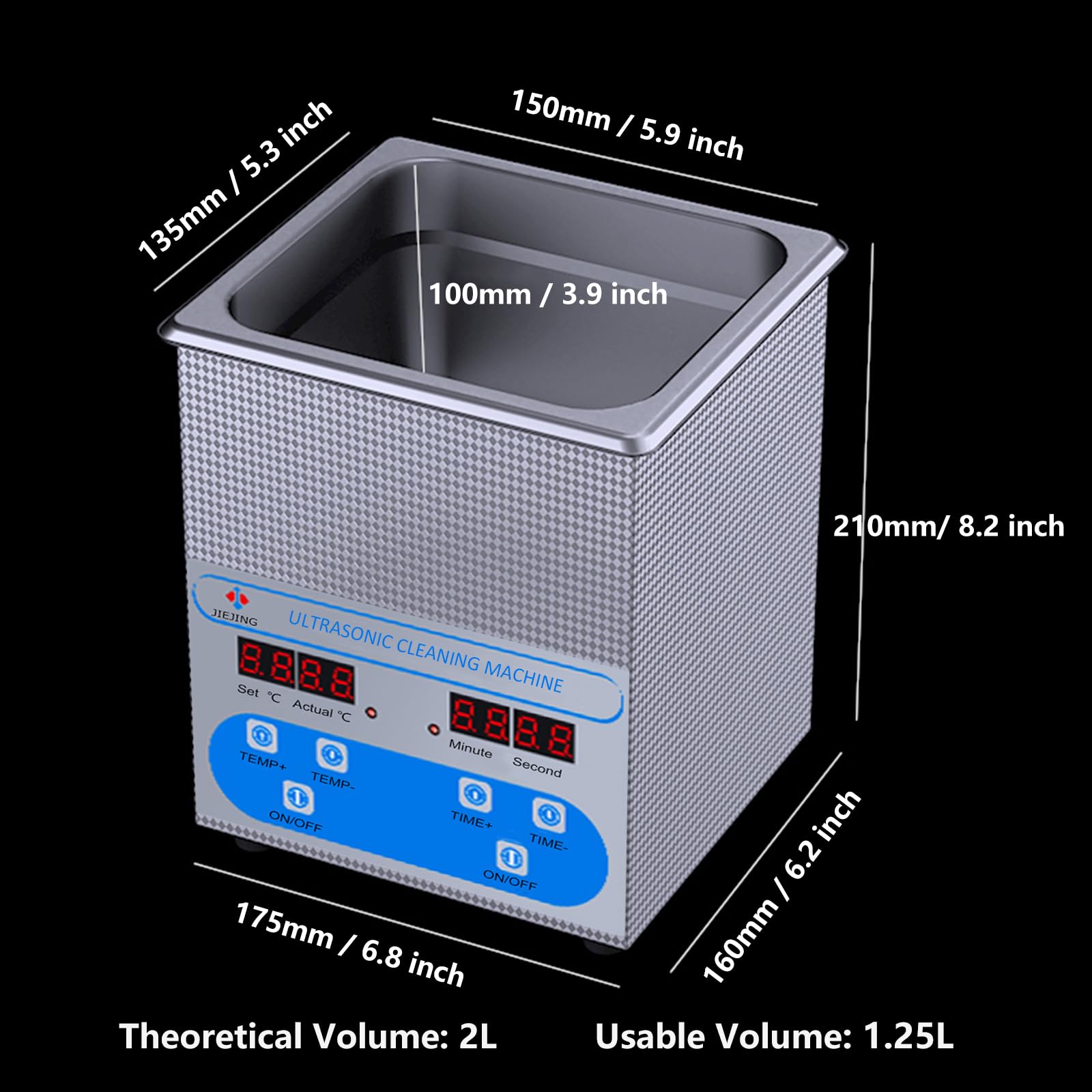 2L Sonic Jewelry Cleaner Machine - Digital Control Ultrasonic Cleaner with Timer & Heater for Jewelry, Glasses, Watches - Perfect for Home, Salon, and Jewelry Store Cleaning