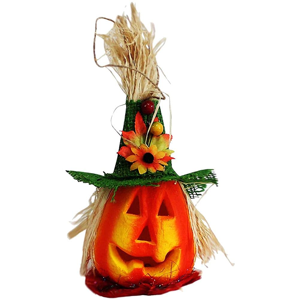 Brteyes LED Pumpkin Lantern with Straw Hat - Halloween Outdoor Decorations for Autumn, Fall Festival & Thanksgiving - Perfect for Porch, Yard, and Party Decor