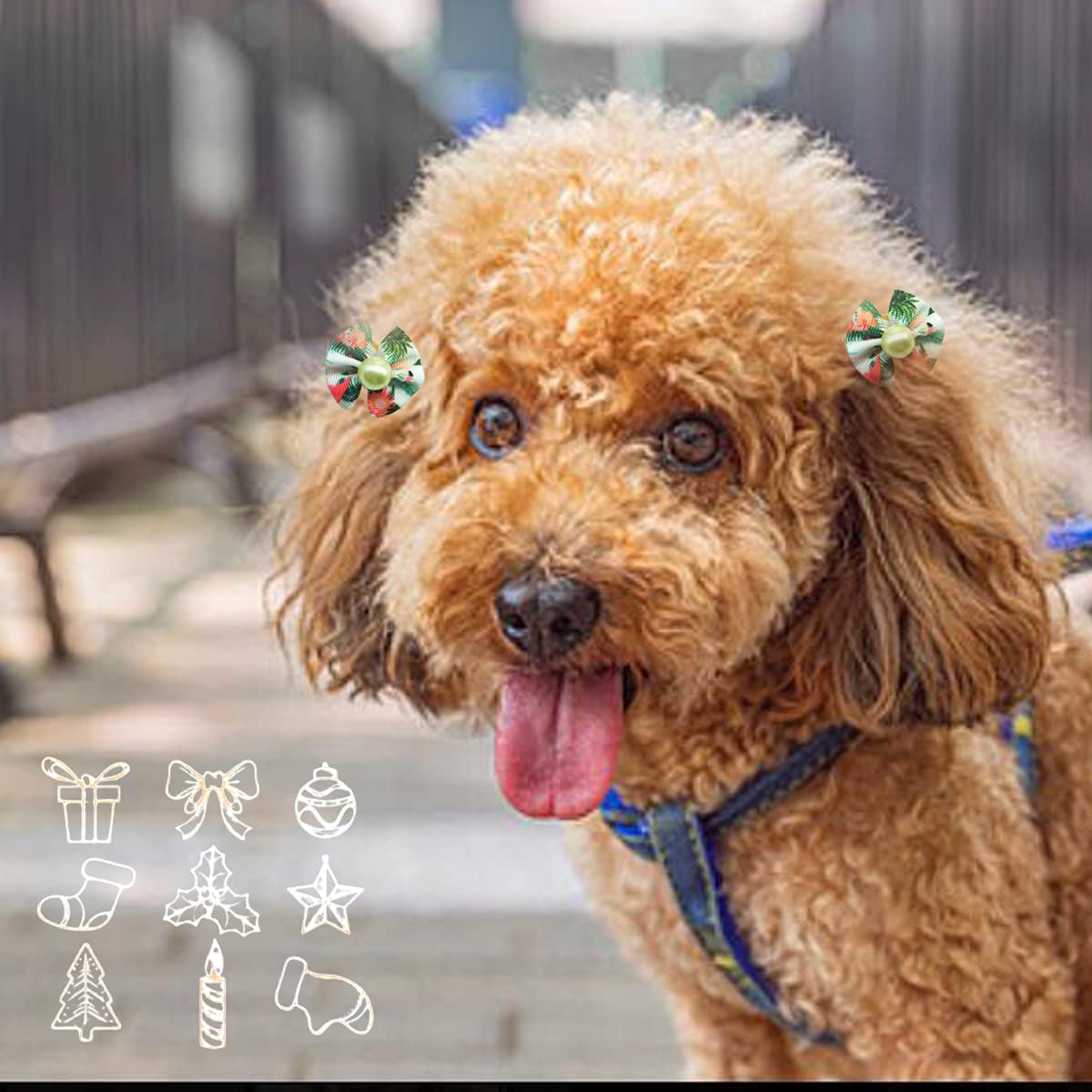 50 Pcs Pet Hair Bows with Rubber Bands - Dog Accessories for Holidays & Parties (Mixed Colors)