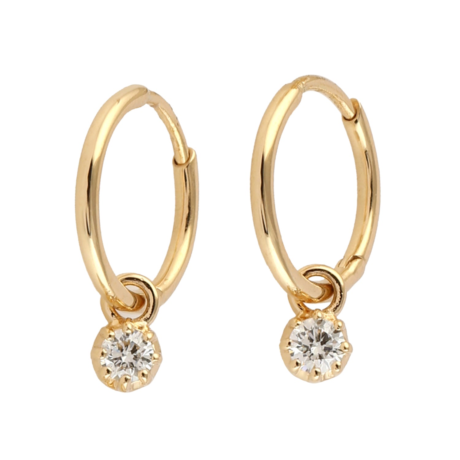 18K Yellow Gold Prong Diamond Vega Drop Earrings for Women - Elegant Dangle Earrings for Wedding, Party & Special Occasion Jewelry Gifts