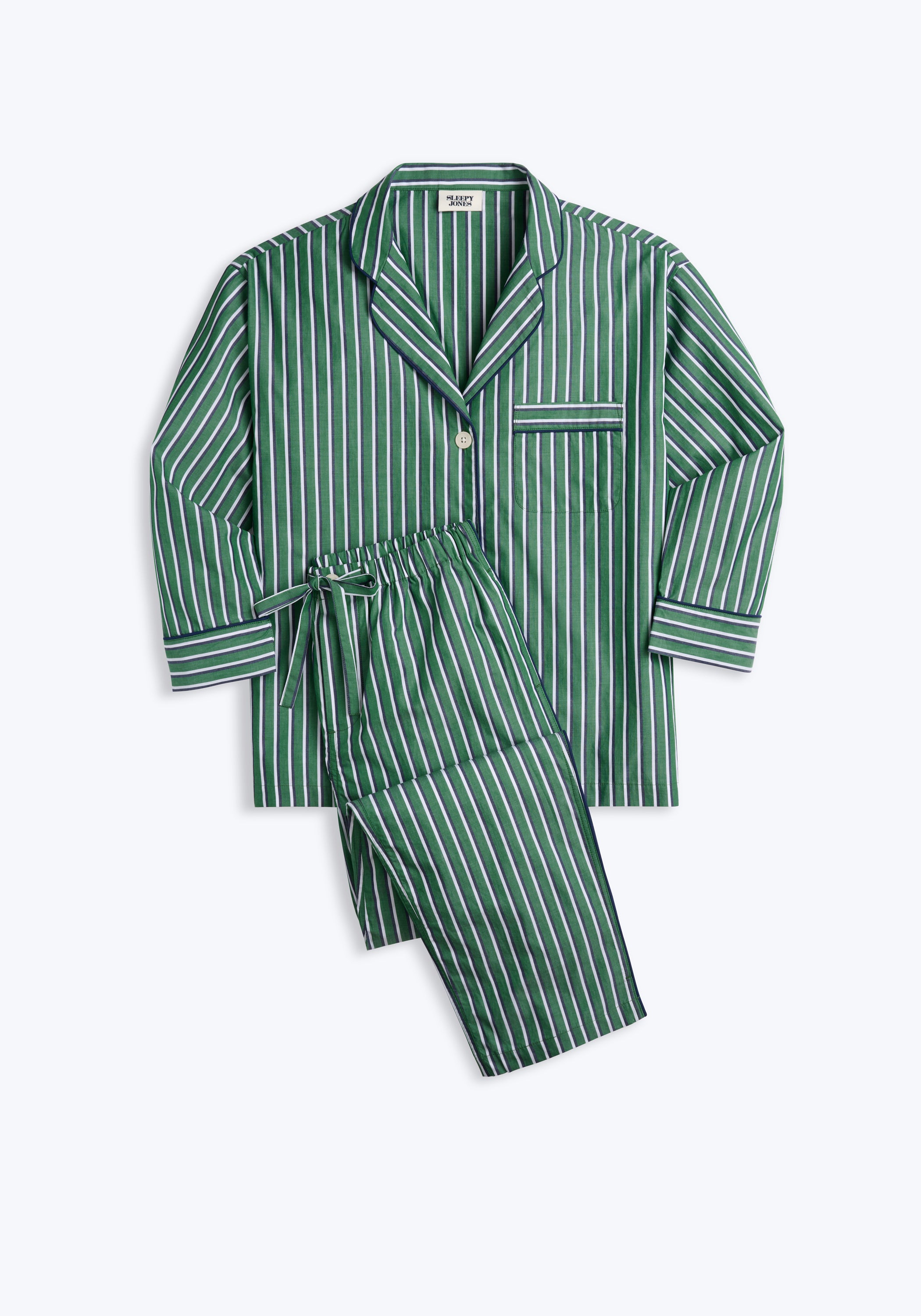 Marina Pajama Set - Soft Cotton Shadow Stripe Pajamas for Women | Cozy Sleepwear for Lounge, Travel & Relaxation at Home