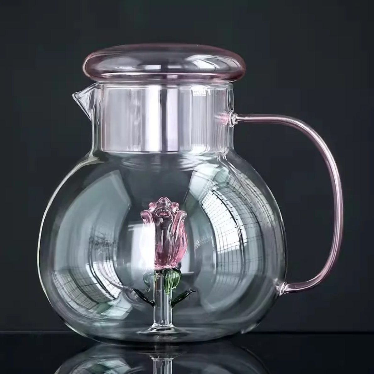 Premium Blossom Glass Teapot and Cup Set - 18oz Borosilicate Glass Tea Set with Stainless Steel Infuser - Perfect for Loose Leaf Tea, Herbal Tea, and Iced Tea Brewing at Home or Office