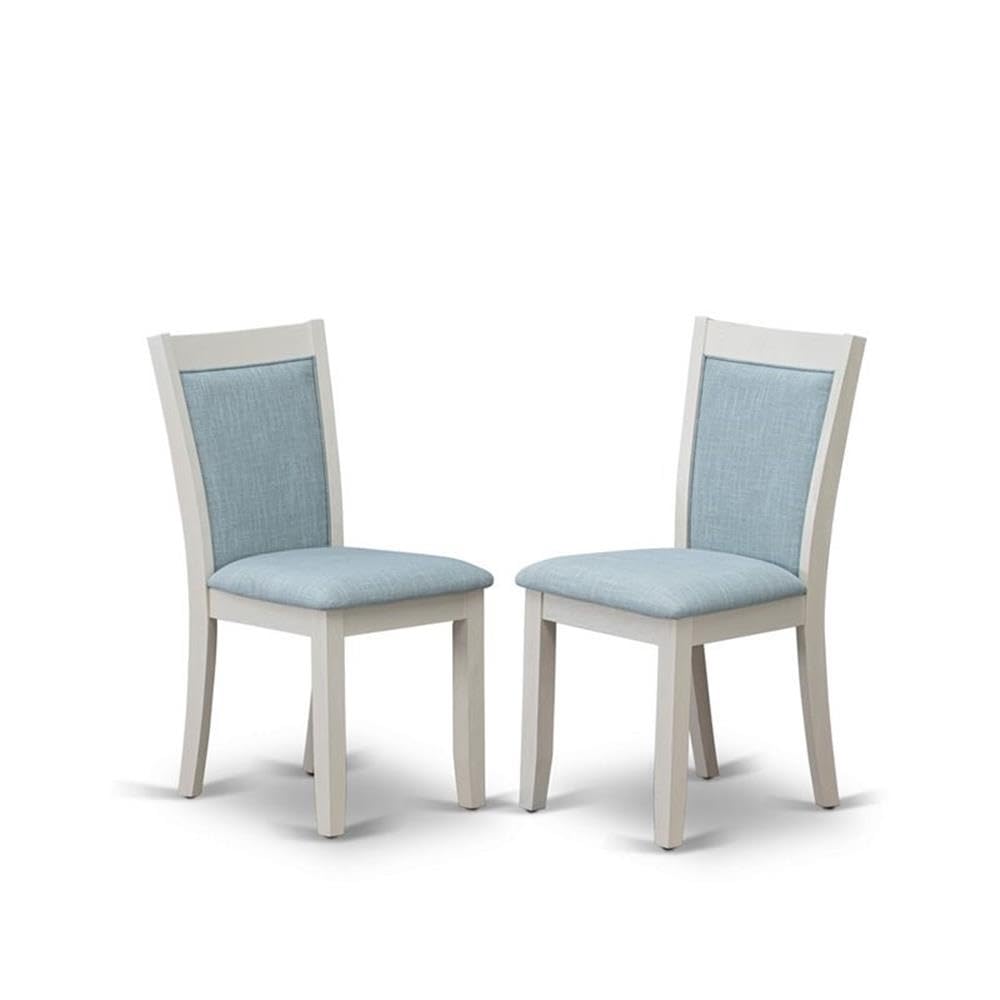 East West Furniture 5-Piece Kitchen Table Set for 4 - 36x60 Inch Rectangle Dining Table with X-Legs & 4 Baby Blue Linen Fabric Chairs - Modern Dining Room Furniture for Small Spaces, Breakfast Nooks, and Cozy Kitchens