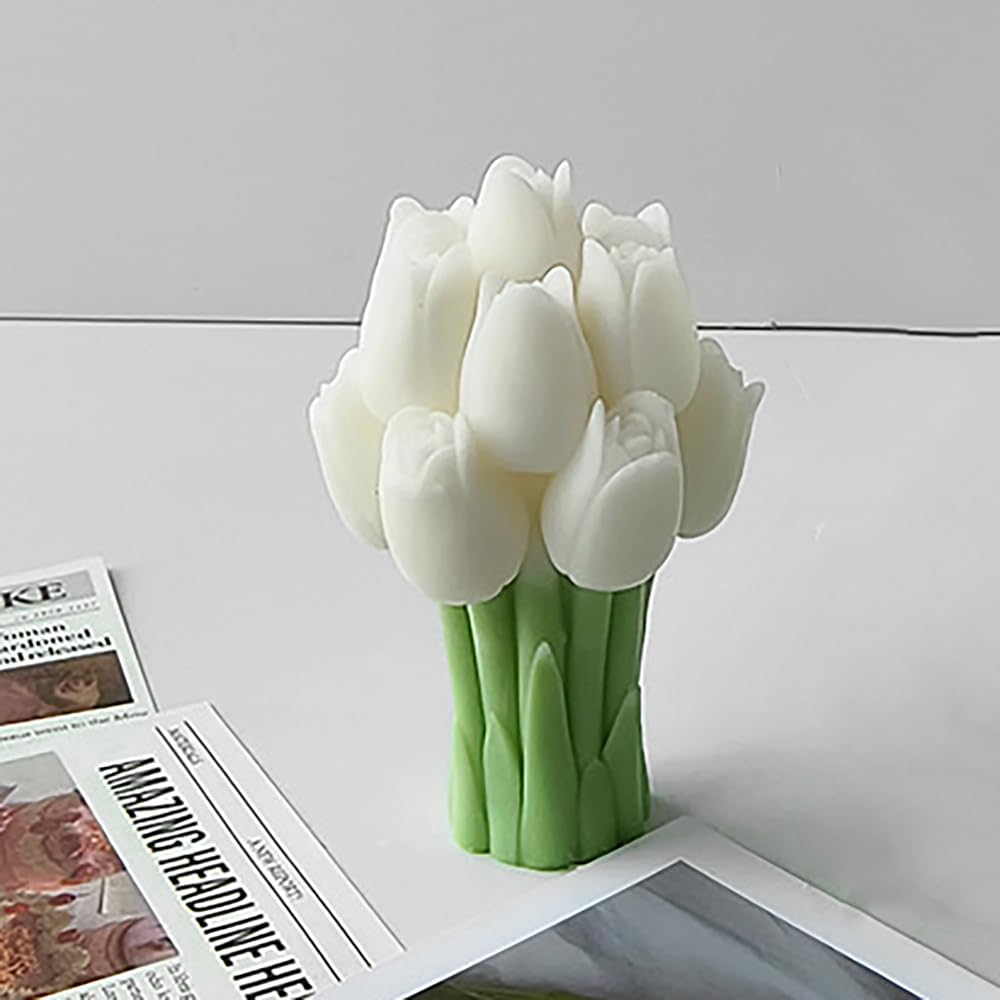 Premium 3D Tulip Bouquet Silicone Candle Molds for DIY Candle Making - Flower Wax Molds for Handmade Candles, Soap & Resin Crafts - Perfect for Home Decor, Wedding Centerpieces & Gift Making