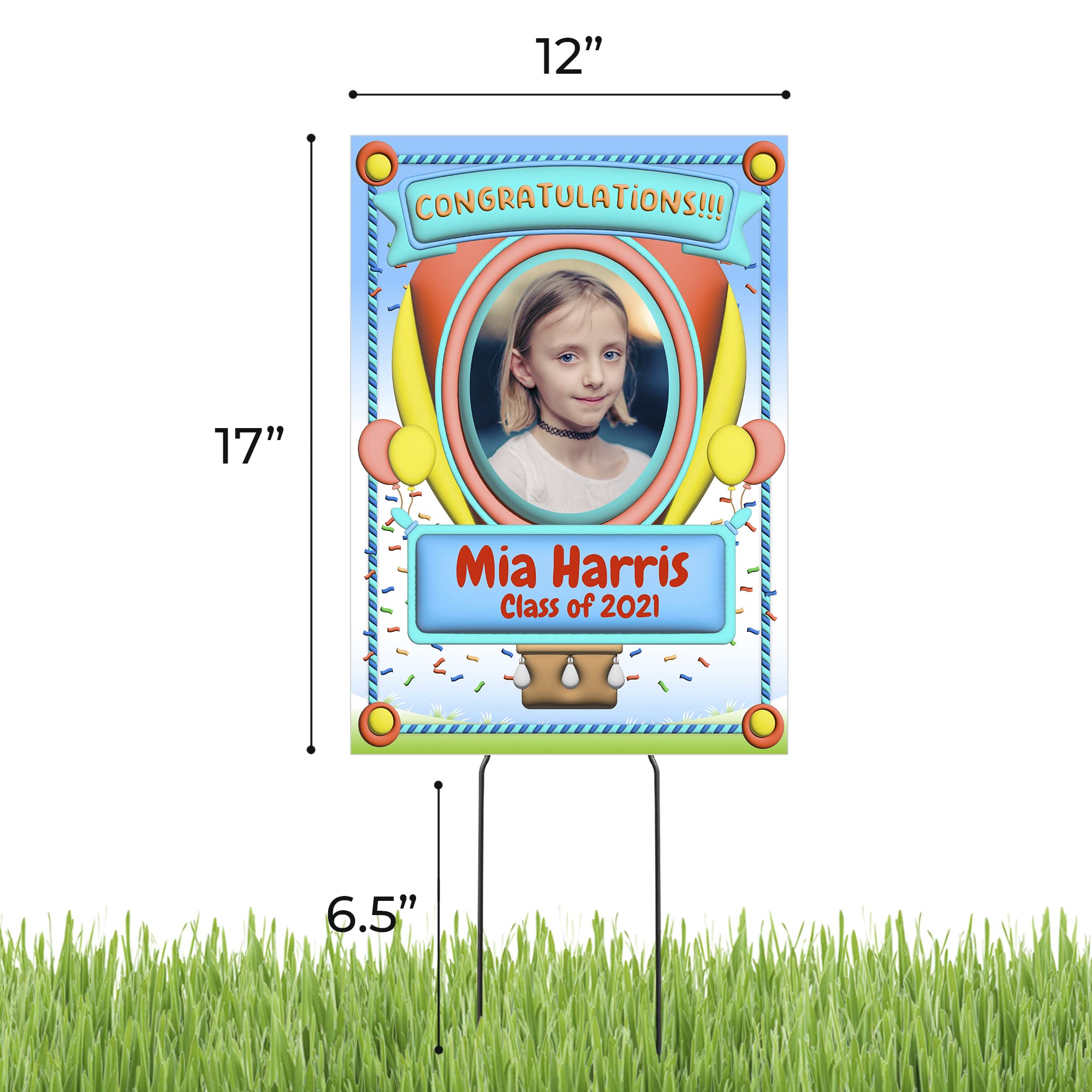12x17 Personalized Graduation Yard Sign with Metal Stakes - Custom Graduation Gift for High School, College, Middle & Elementary School - Class of 2022 (Design 18) - Perfect for Outdoor Graduation Decor & Celebration