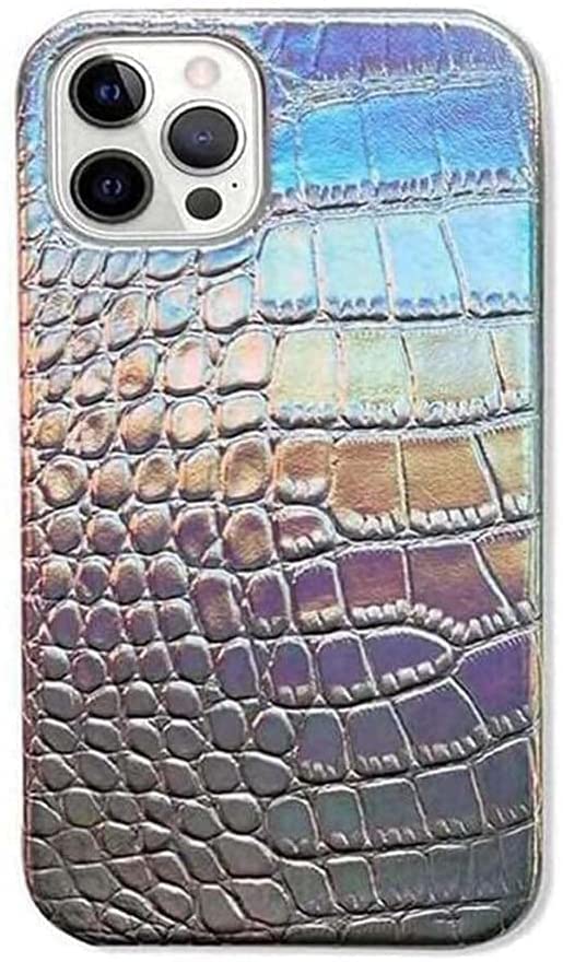 Premium Laser Silver Crocodile Pattern Leather Phone Case for Apple iPhone 12/12 Pro/12 Mini/12 Pro Max (2020) - Shockproof Protective Cover with Soft Flocking Lining | Perfect for Business, Travel & Everyday Use