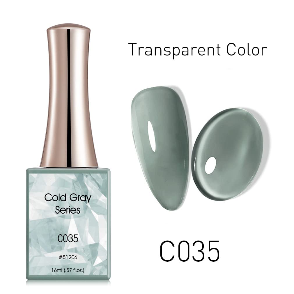 CANNI 16ml Gel Nail Polish - Cold Gray Series, Shining Soak Off UV Gel Varnish, Long-Lasting Manicure, Salon Quality, Requires UV/LED Light to Cure (C035) - Perfect for Home Nail Art, Salon Use & Gifts