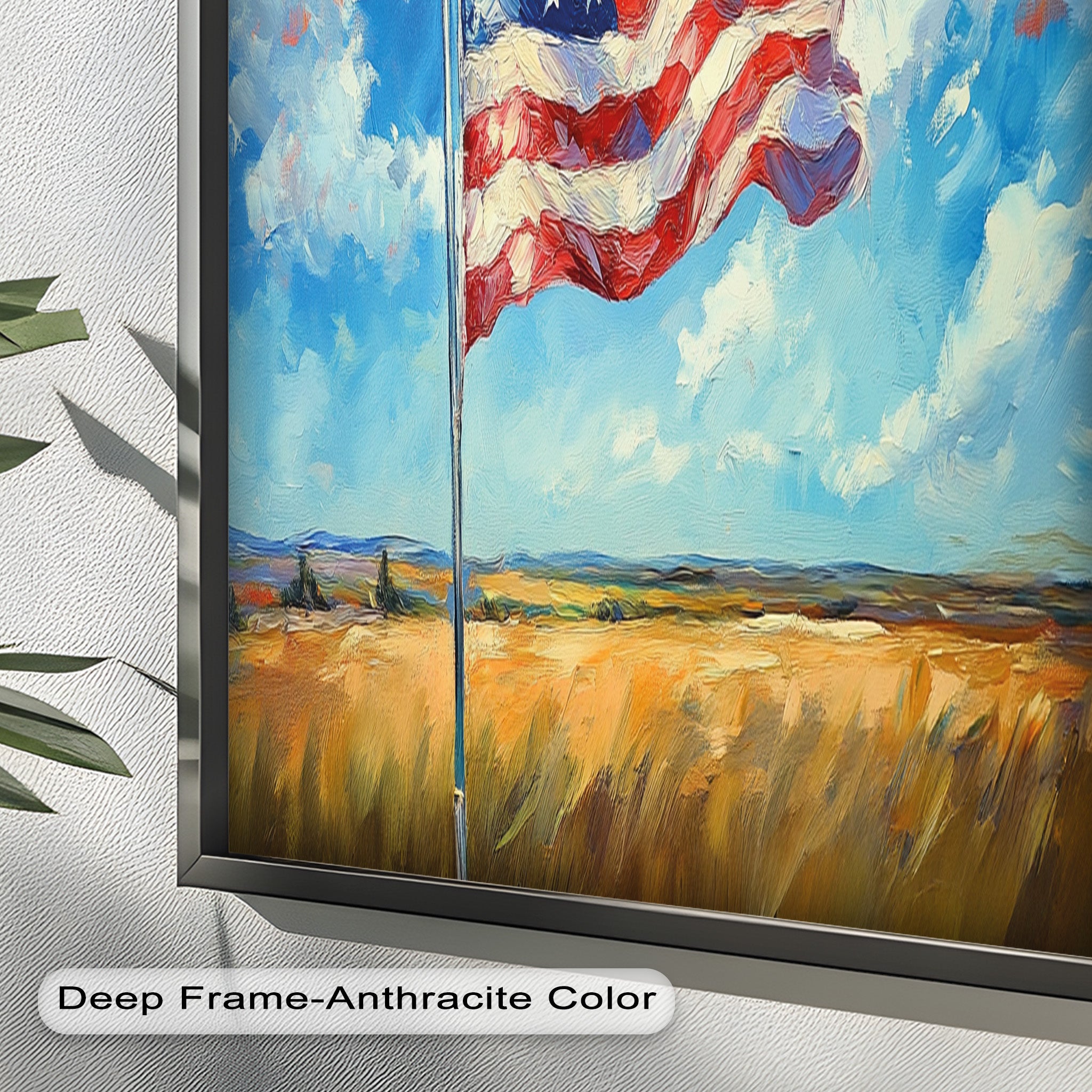 American Flag Oil Painting - Patriotic Wall Art for Home & Office Decor - Perfect for Living Room, Bedroom, or Office Display