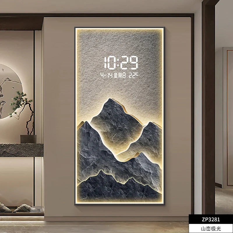 Digital Mountain Scenery Wall Clock - Silent Non-Ticking Modern Decor for Living Room, Bedroom & Office - Perfect for Nature Lovers & Home Décor