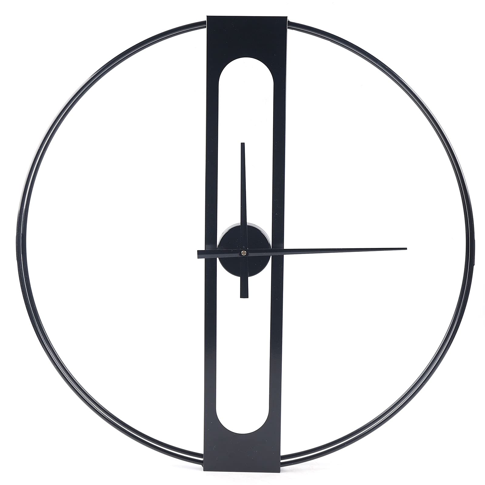 70CM Large Modern Metal Wall Clock - Silent European Style Black Round Clock for Home Office Decor | Perfect for Living Room, Bedroom, Kitchen & Workspace