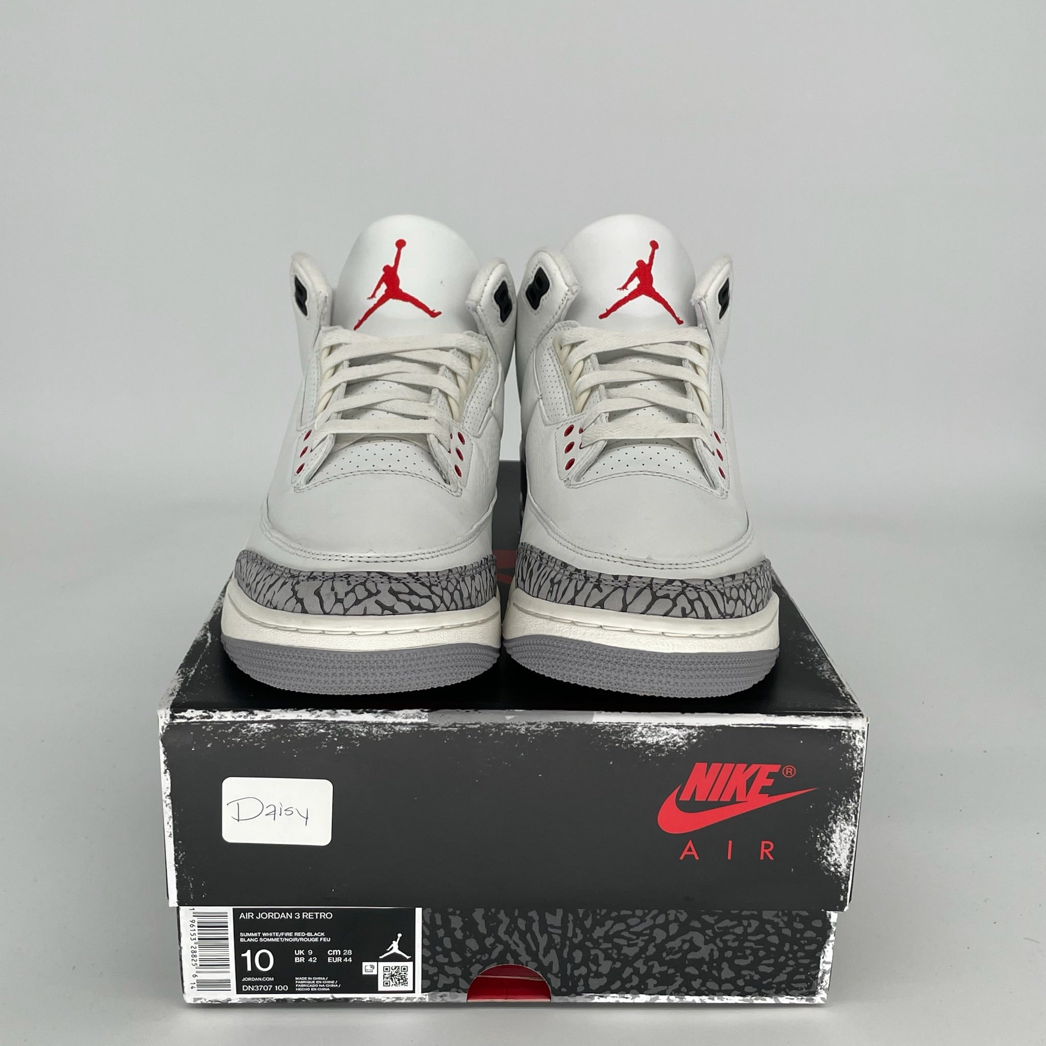 Original Air Jordan 3 White Cement Reimagined Retro Sneakers - Men's Size 10 (DN3707-100) - Authentic Basketball Shoes for Streetwear & Casual Outfits