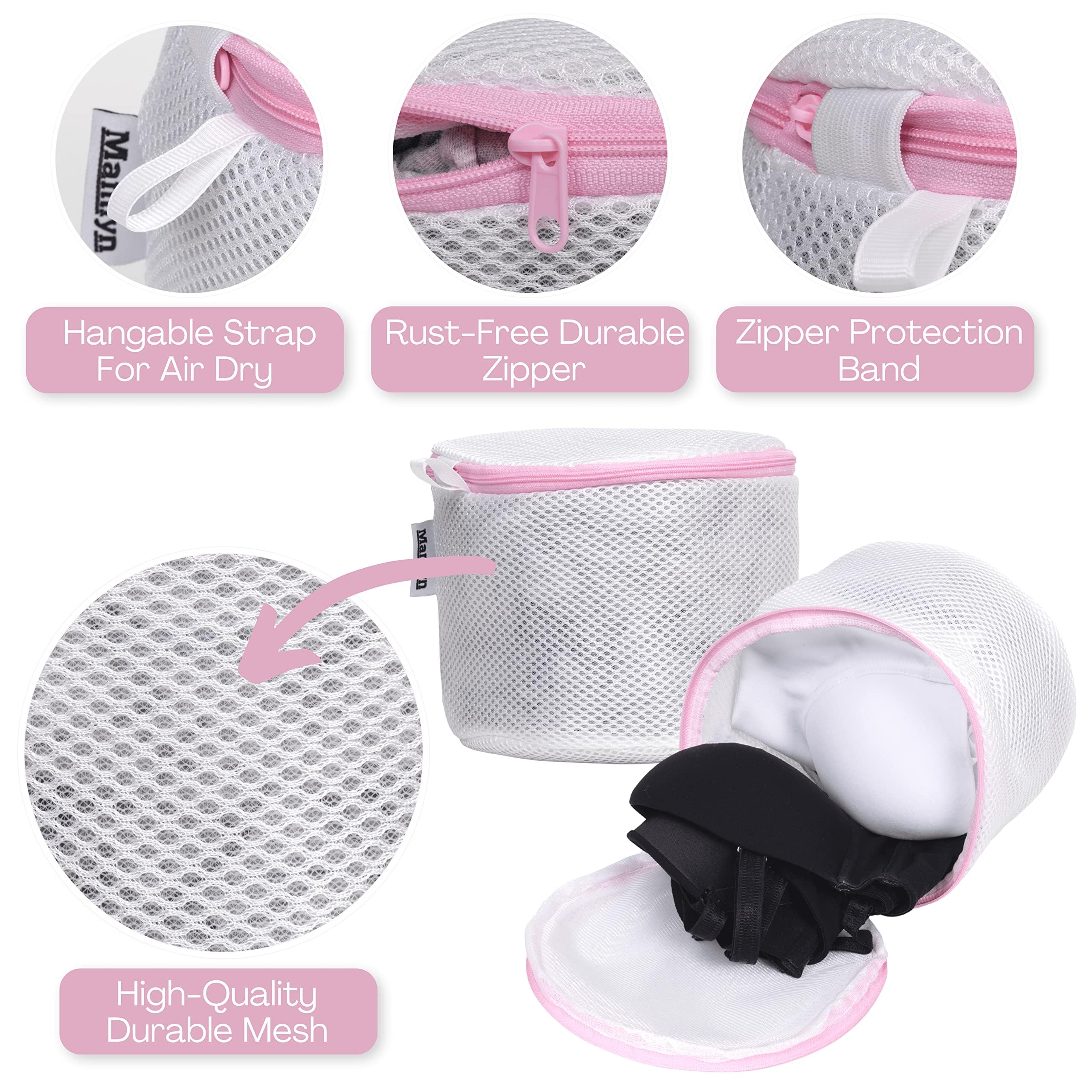 Mesh Laundry Bags for Delicates - Washing Machine Bra Bags & Lingerie Protectors | Gentle Wash for Bras, Underwear & Swimwear (Set of 3)