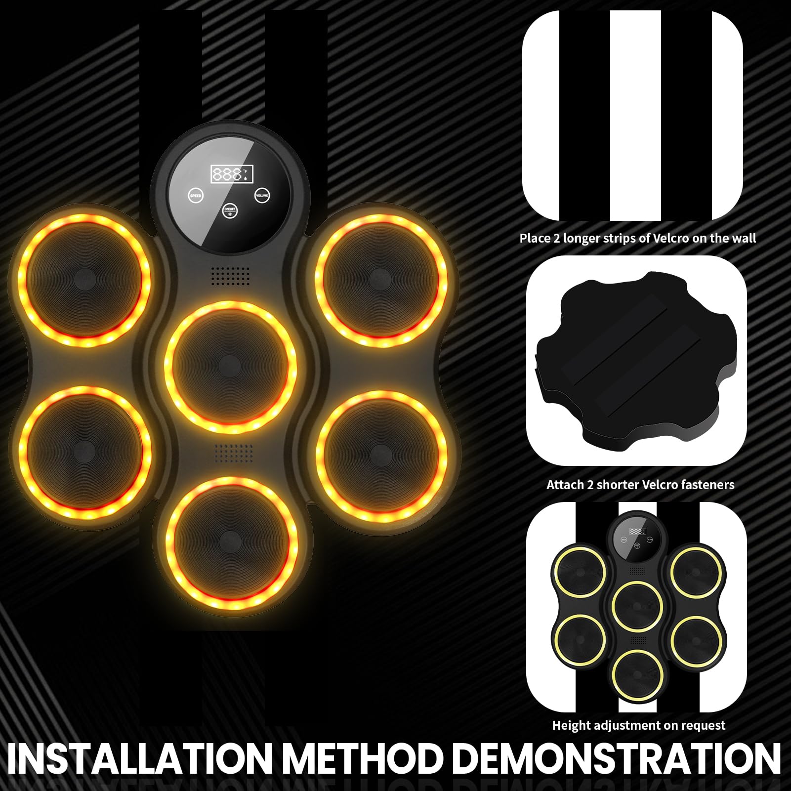 Smart Bluetooth Boxing Machine with LED Display & Gloves - Wall-Mounted Punching Pad for Music Workouts - Home Gym Equipment for Adults & Kids - Perfect for Fitness Training, Stress Relief & Cardio Workouts