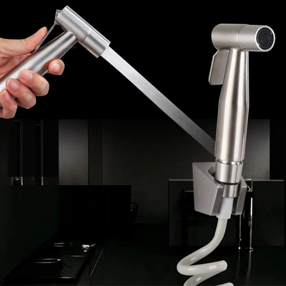 Wall Mount Kitchen Faucet with Pull-Out Spray - 304 Stainless Steel Two Handle Faucet for Sink, Laundry & In-Wall Installation - Perfect for Modern Kitchens & Utility Rooms